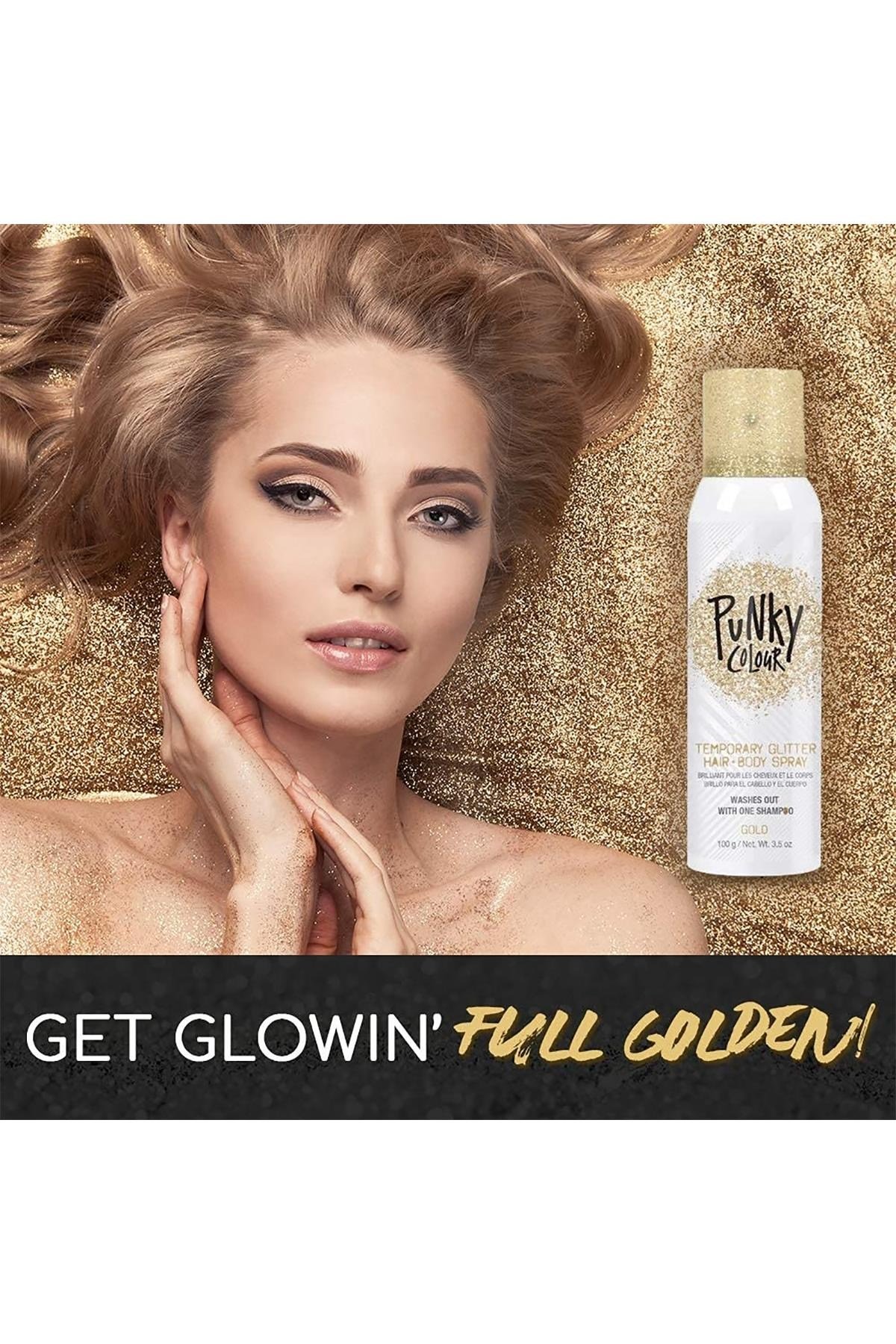 Punky Colour Altın Renk Simli Saç ve Vücut Spreyi 100GR