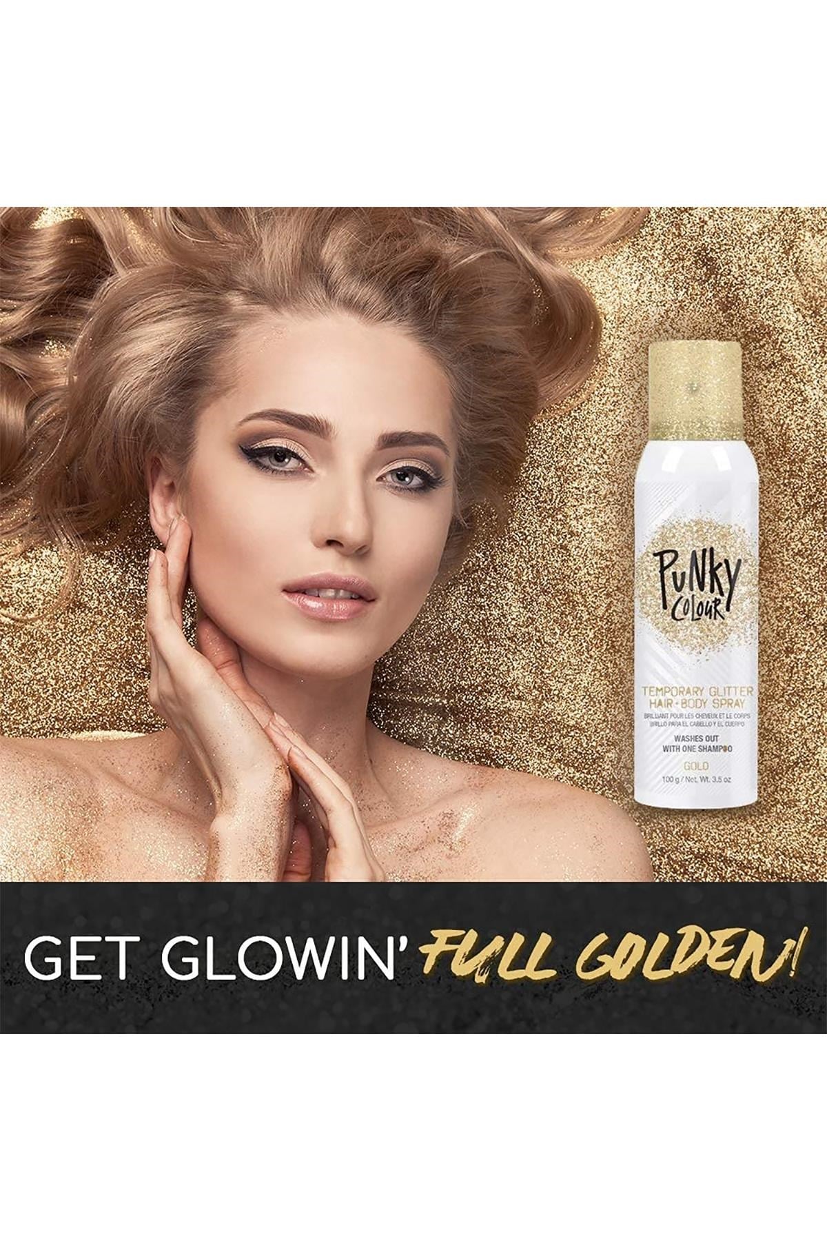 Punky Colour Altın Renk Simli Saç ve Vücut Spreyi 100GR