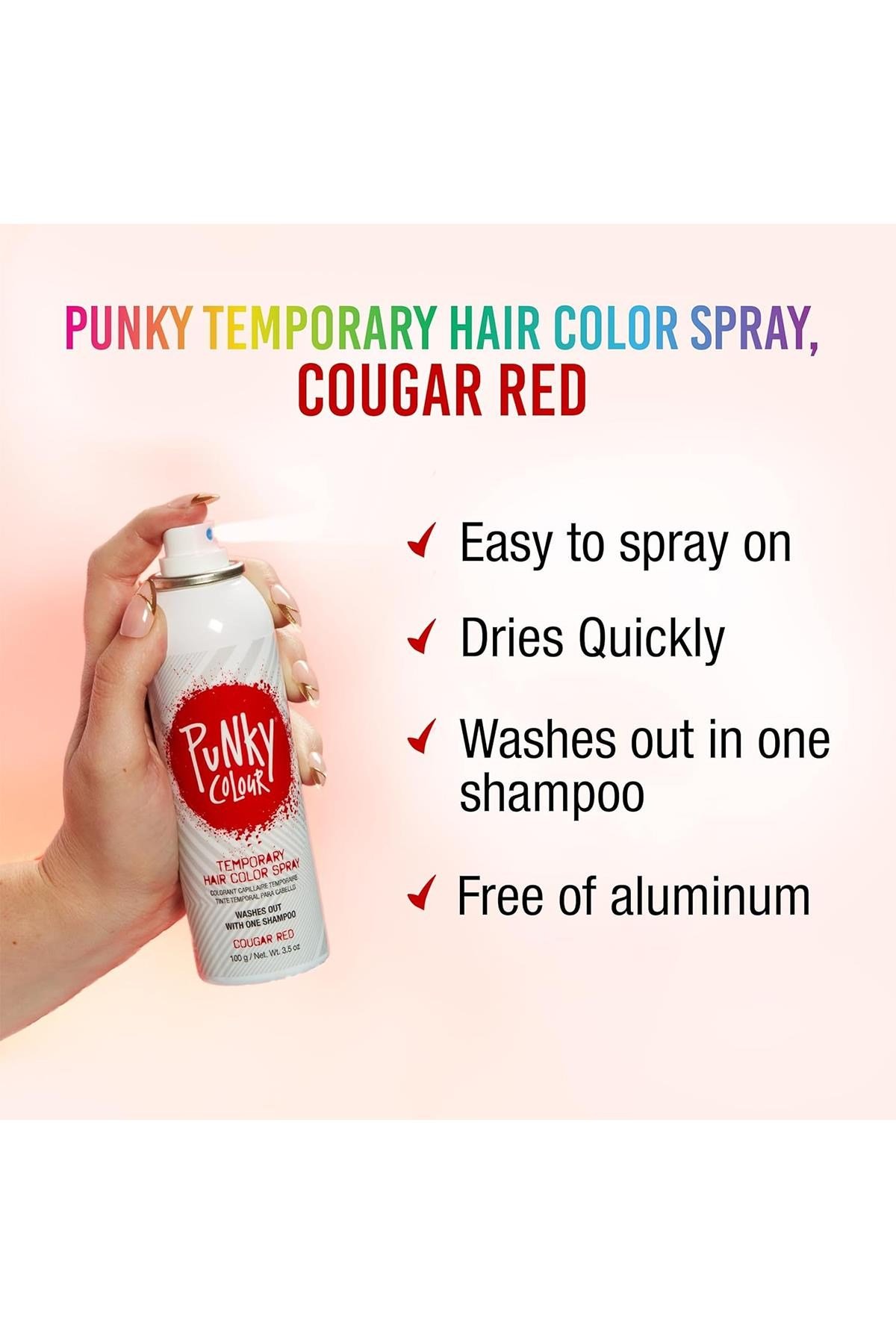 Punky Colour Geçici Renklendirici Saç Spreyi Cougar Red 100GR