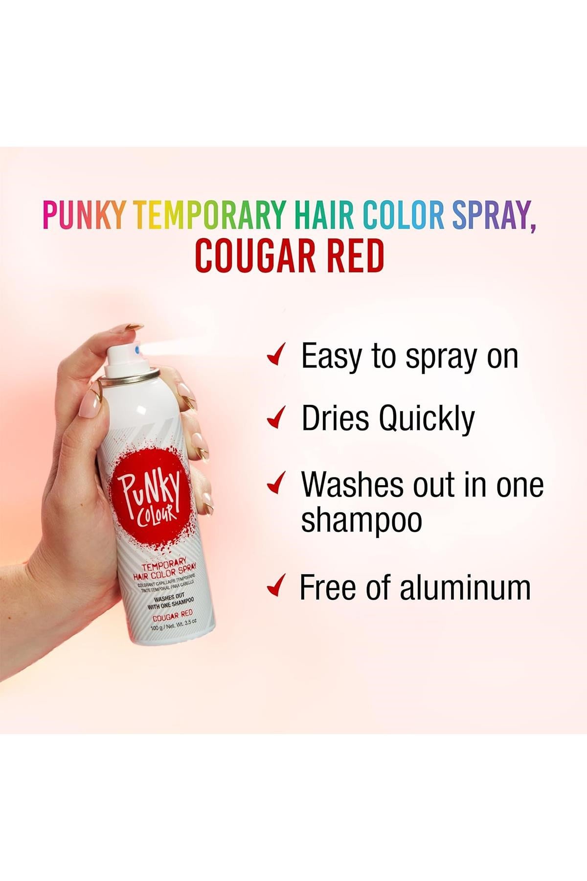 Punky Colour Geçici Renklendirici Saç Spreyi Cougar Red 100GR