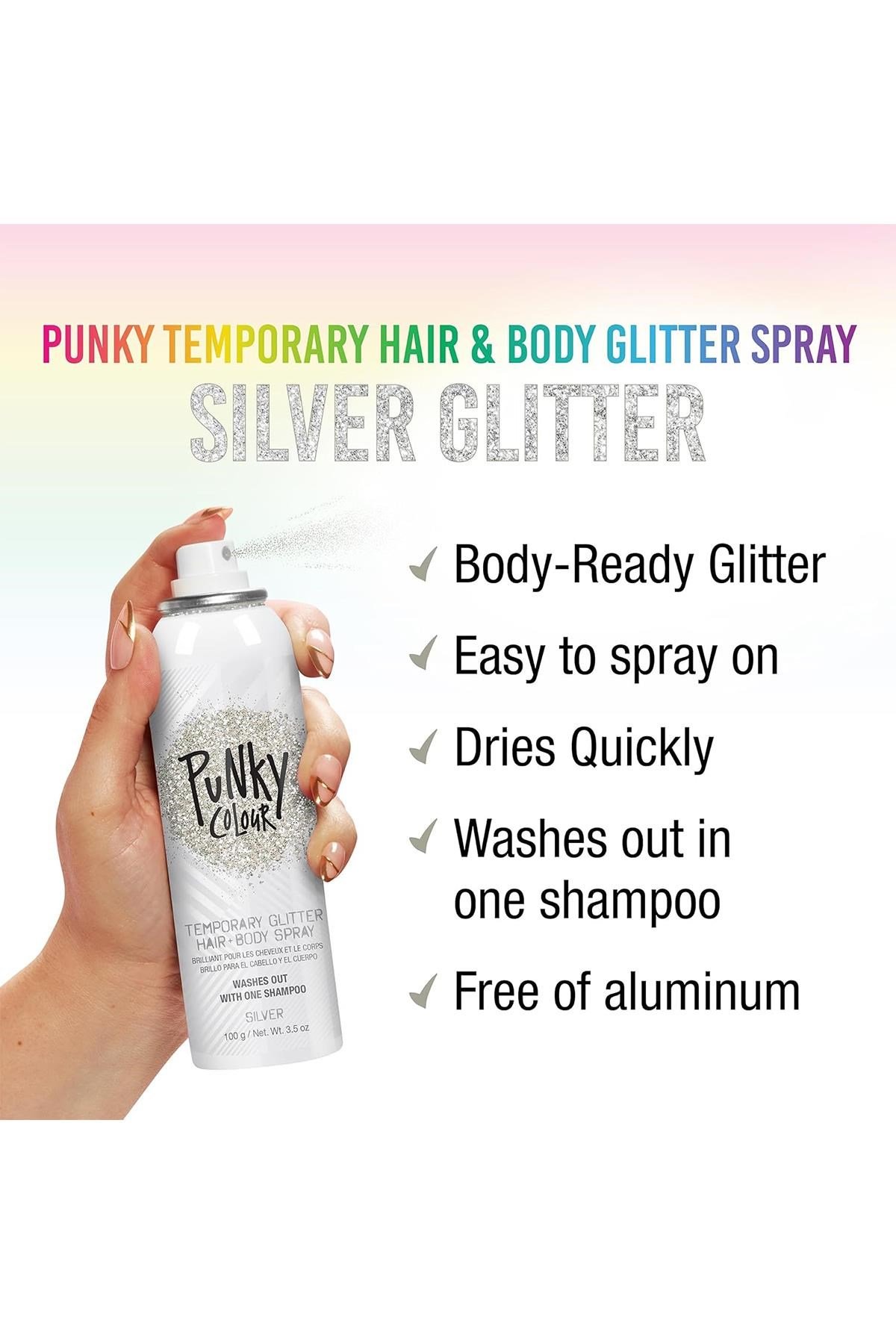Punky Colour Gümüş Renk Simli Saç ve Vücut Spreyi 100GR