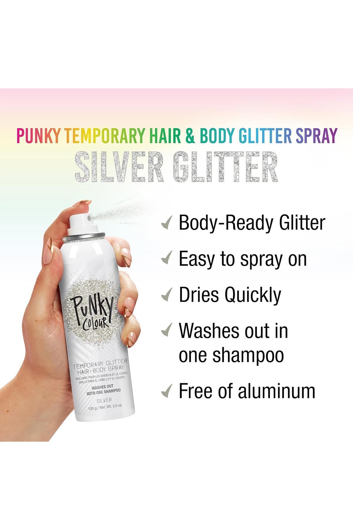 Punky Colour Gümüş Renk Simli Saç ve Vücut Spreyi 100GR