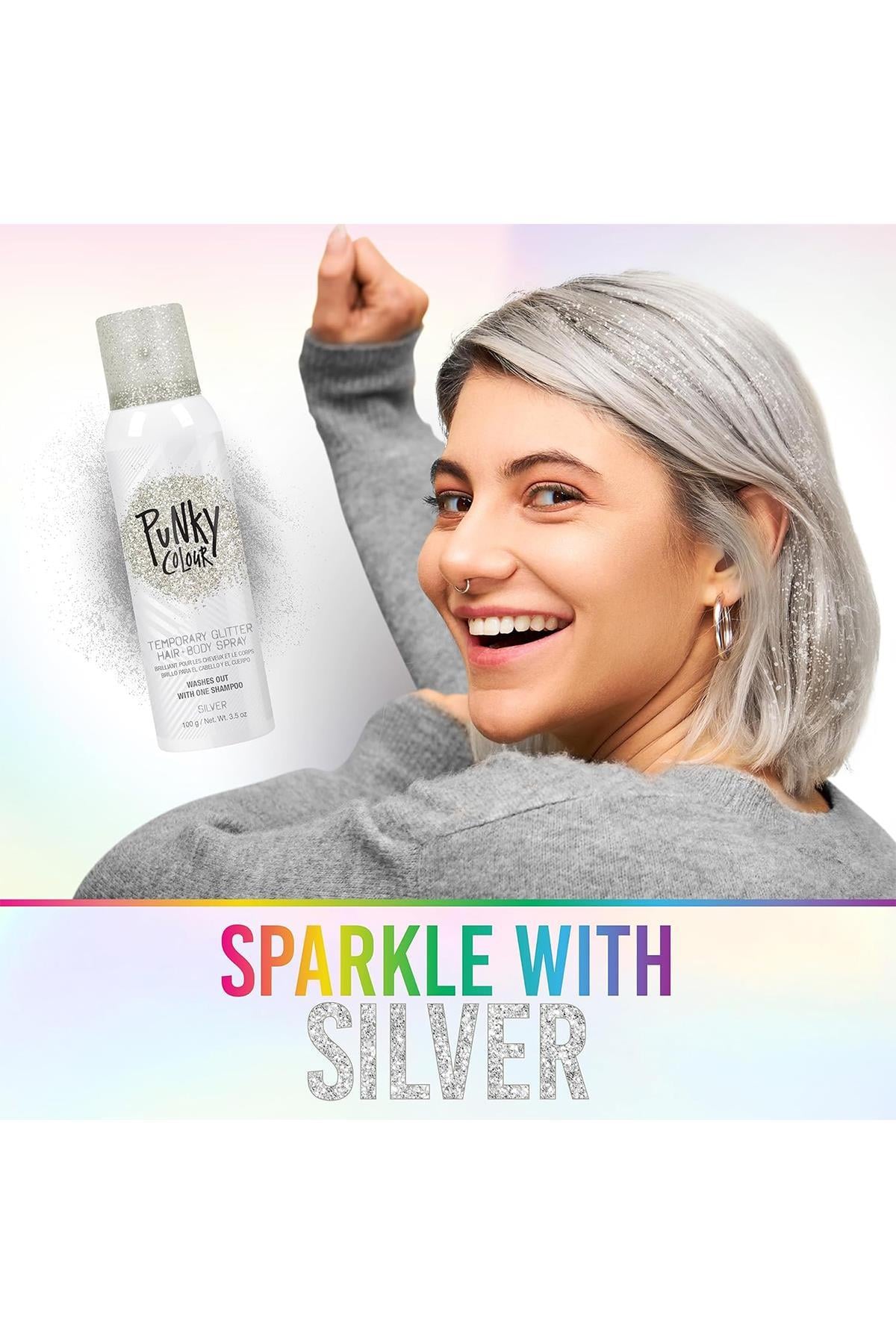 Punky Colour Gümüş Renk Simli Saç ve Vücut Spreyi 100GR
