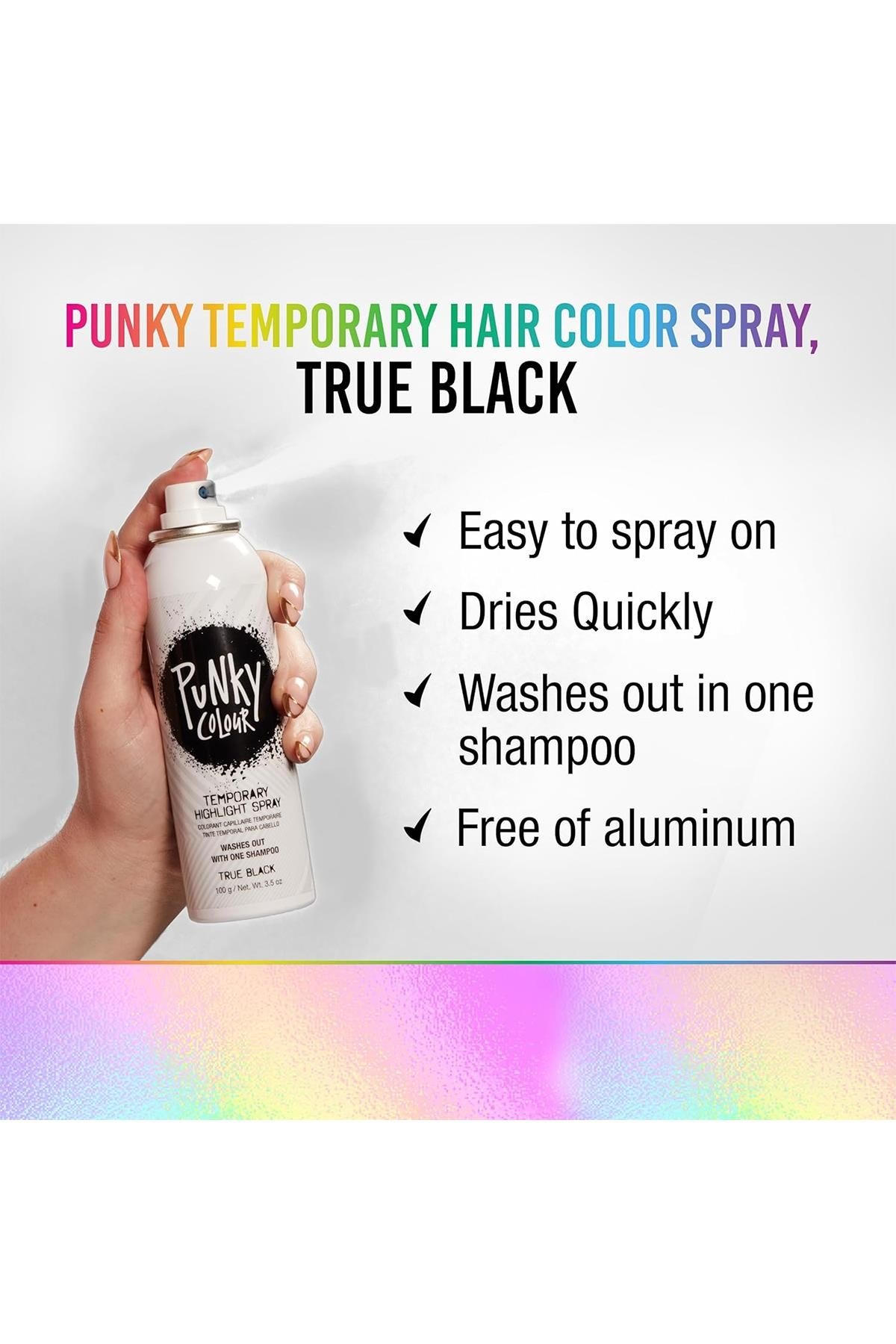 Punky Colour Işıltılı ve Renkli Saç Spreyi True Black 100GR