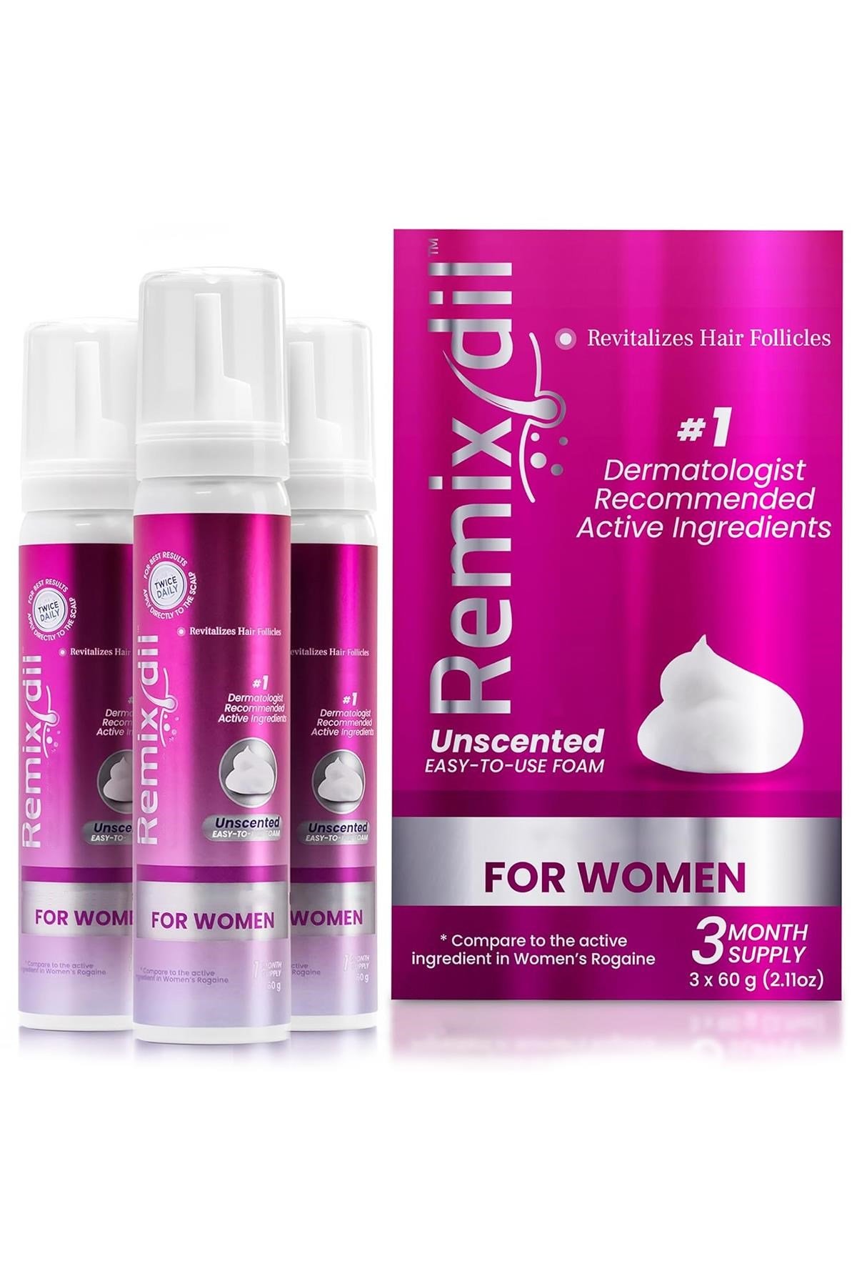 RHRI Women's Remixidil Unscented Foam 3 Aylık 3x60GR