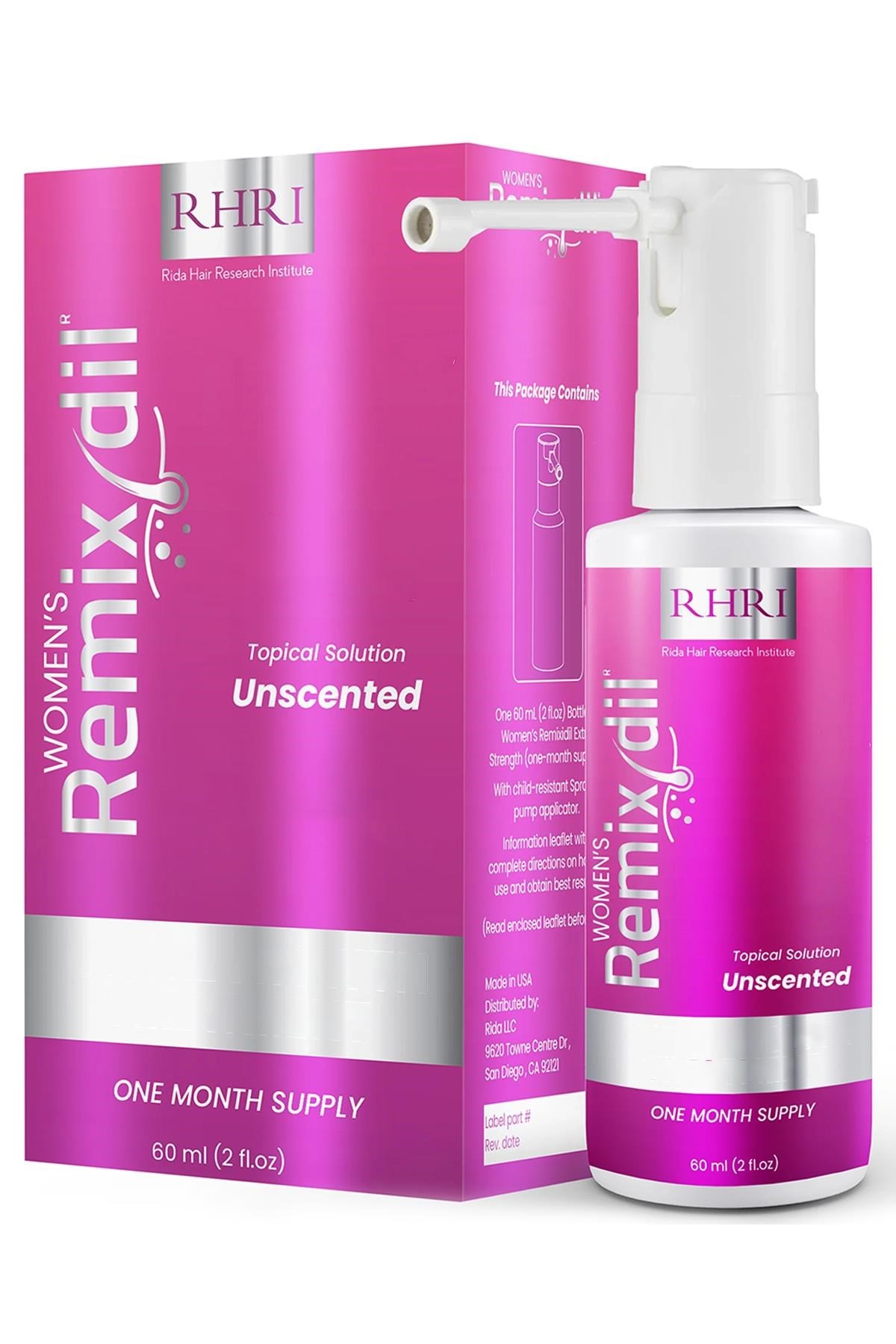 RHRI Women's Remixidil Unscented Topical Solution 1 Aylık 60ML