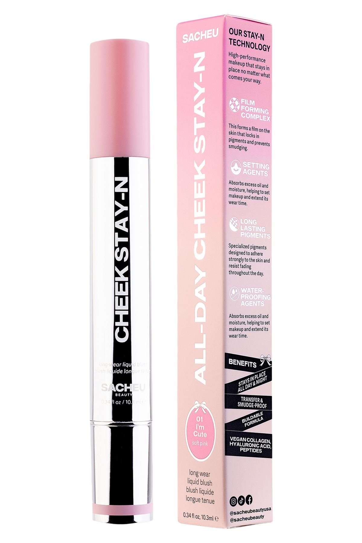 Sacheu Cheek Stay-n Uzun Süre Kalıcı Likit Allık 01 I'm Cute 10ML