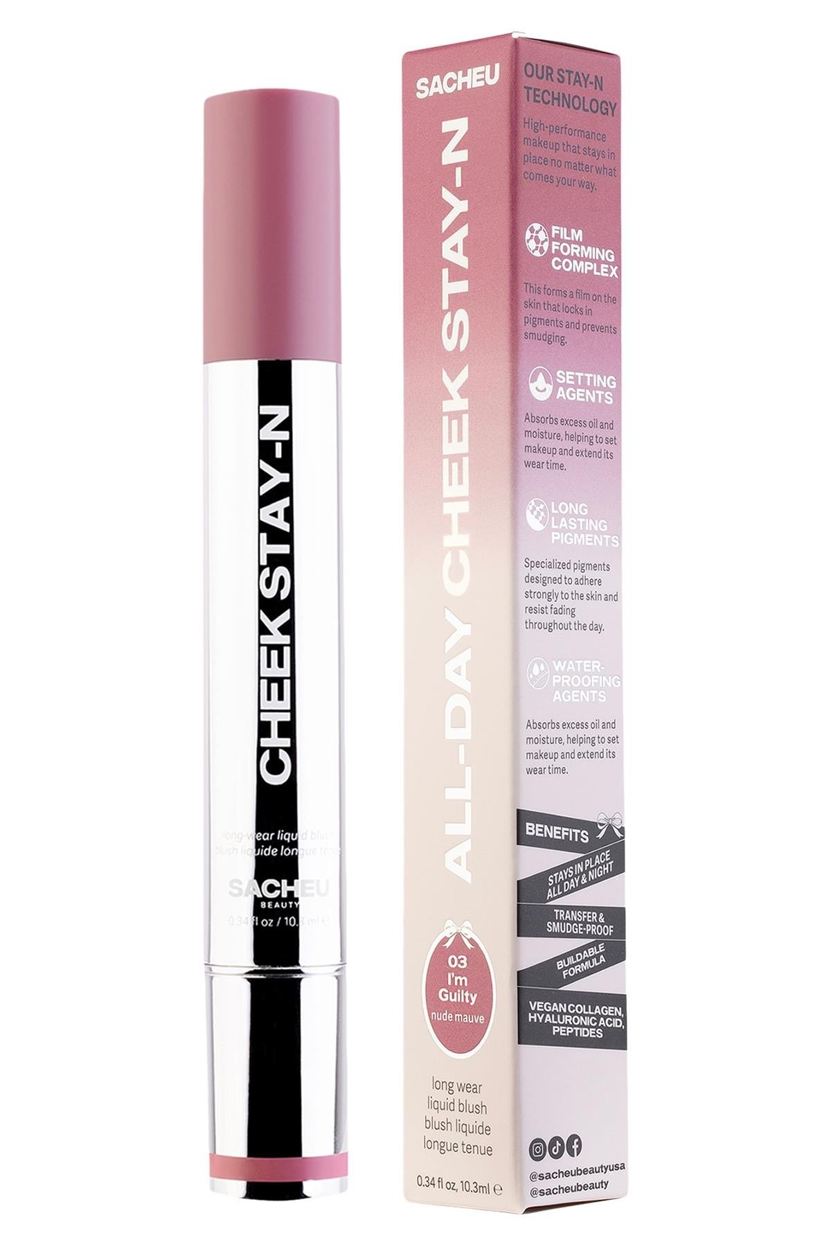 Sacheu Cheek Stay-n Uzun Süre Kalıcı Likit Allık 03 I'm Guilty 10ML