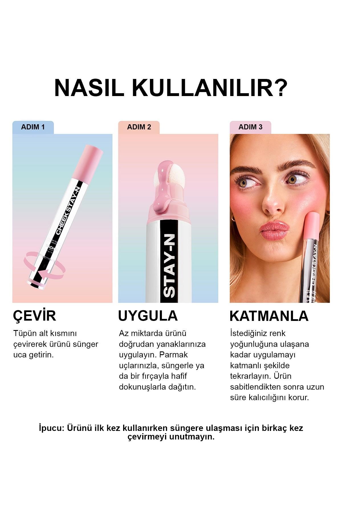 Sacheu Cheek Stay-n Uzun Süre Kalıcı Likit Allık 01 I'm Cute 10ML