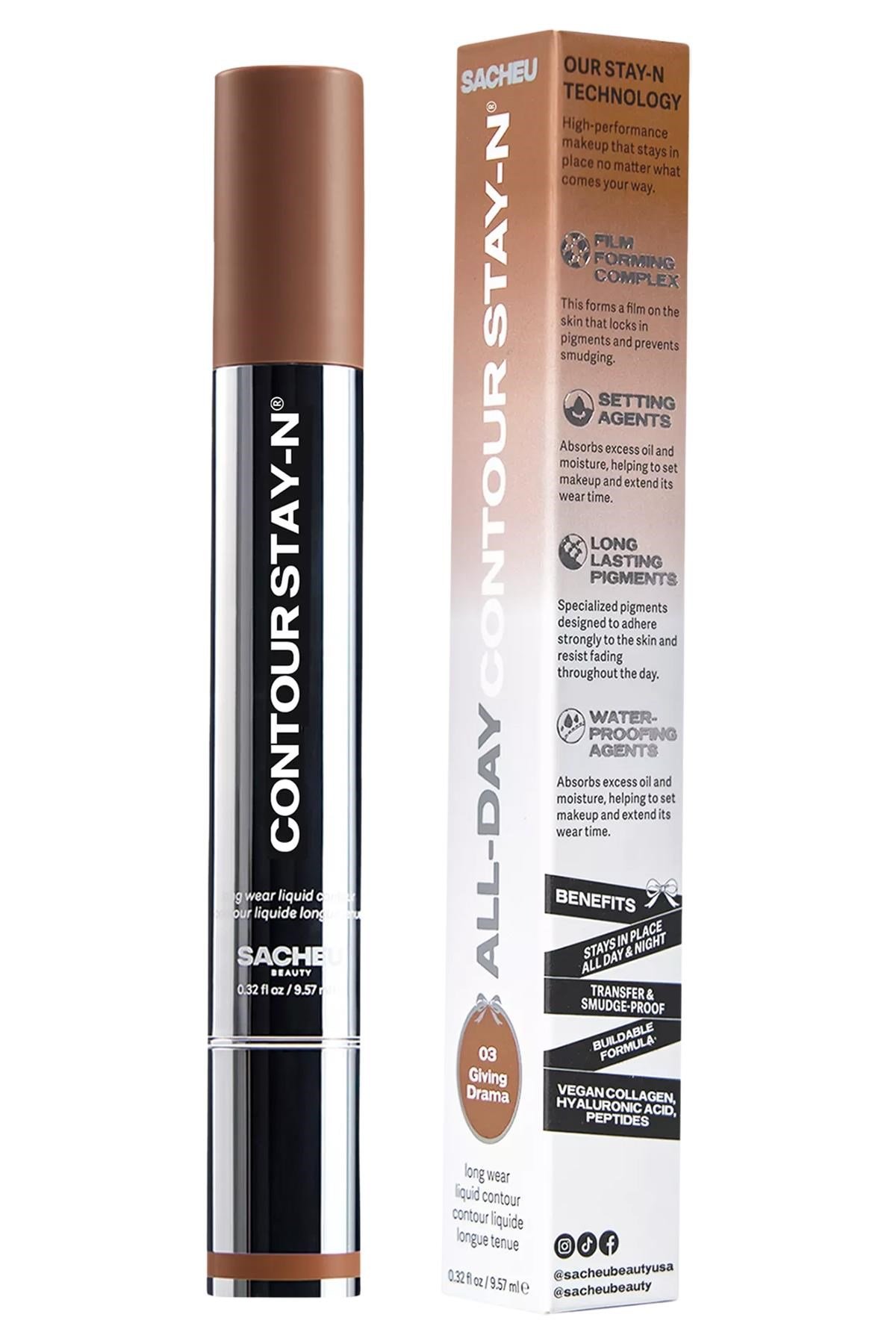 Sacheu Contour Stay-n Uzun Süre Kalıcı Likit Kontür 03 Giving Drama 9.57ML