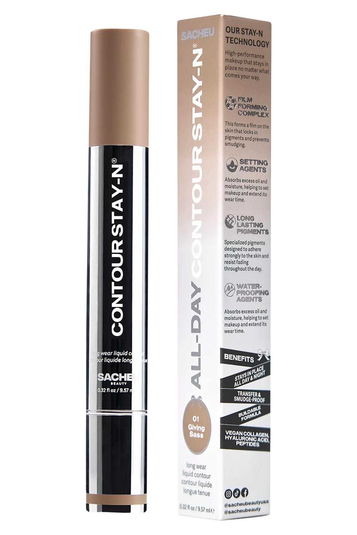 Sacheu Contour Stay-n Uzun Süre Kalıcı Likit Kontür 01 Giving Sass 9.57ML