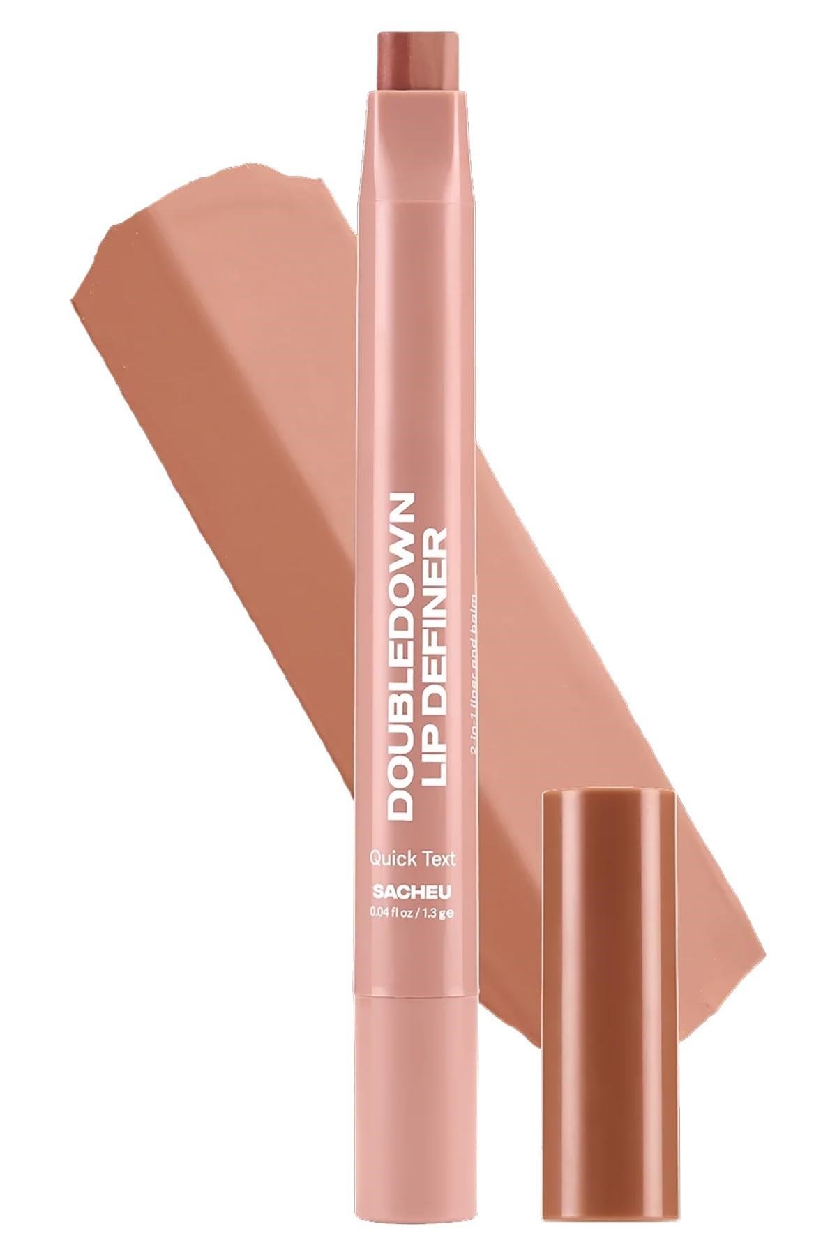 Sacheu DoubleDown Lip Definer 2'si 1 Arada Dudak Kalemi ve Balm 02 Quick Text 1.3GR
