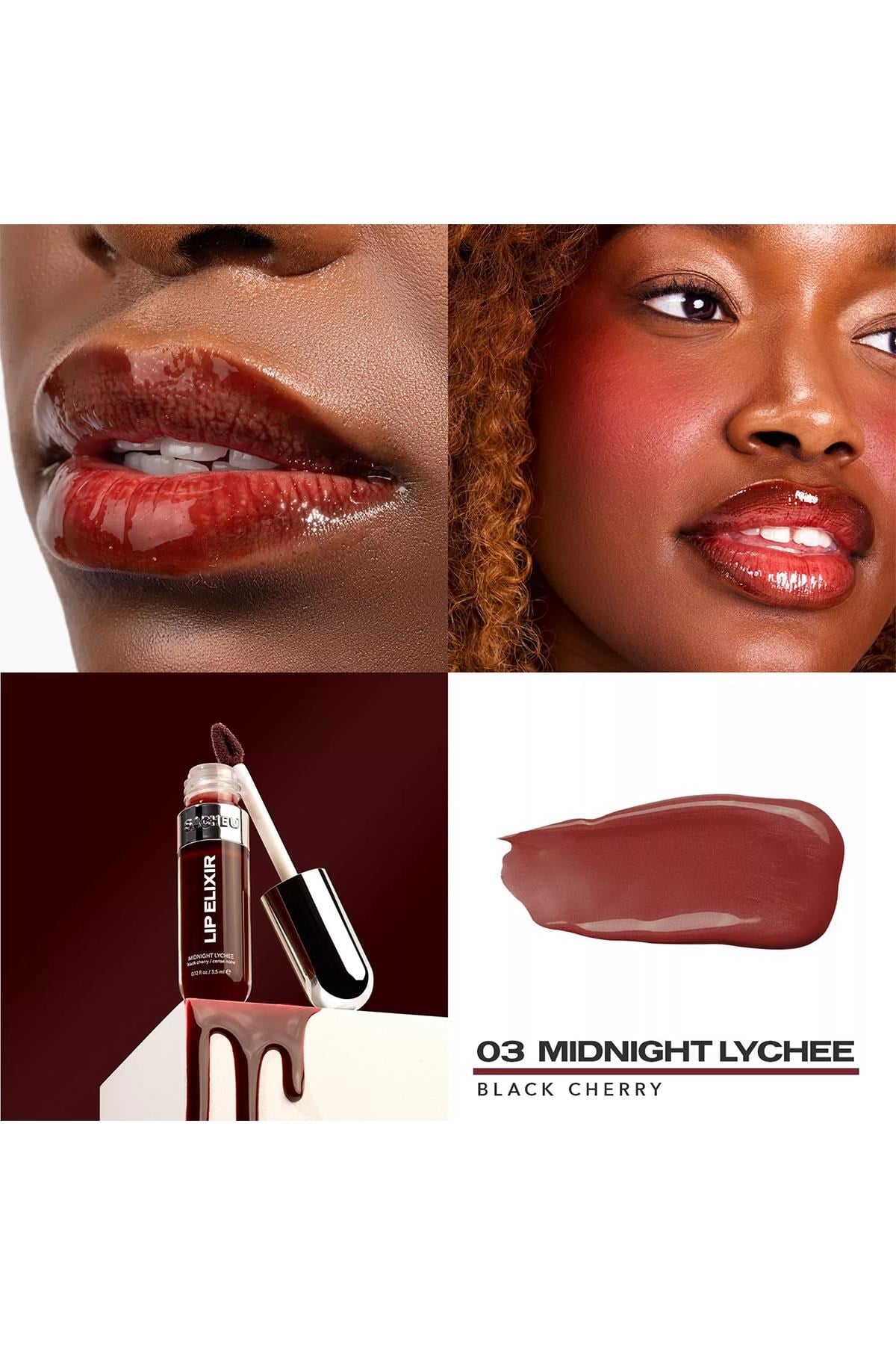 Sacheu Lip Elixir 3’ü 1 Arada Renkli Dudak Parlatıcı 03 Midnight Lychee 3.5ML