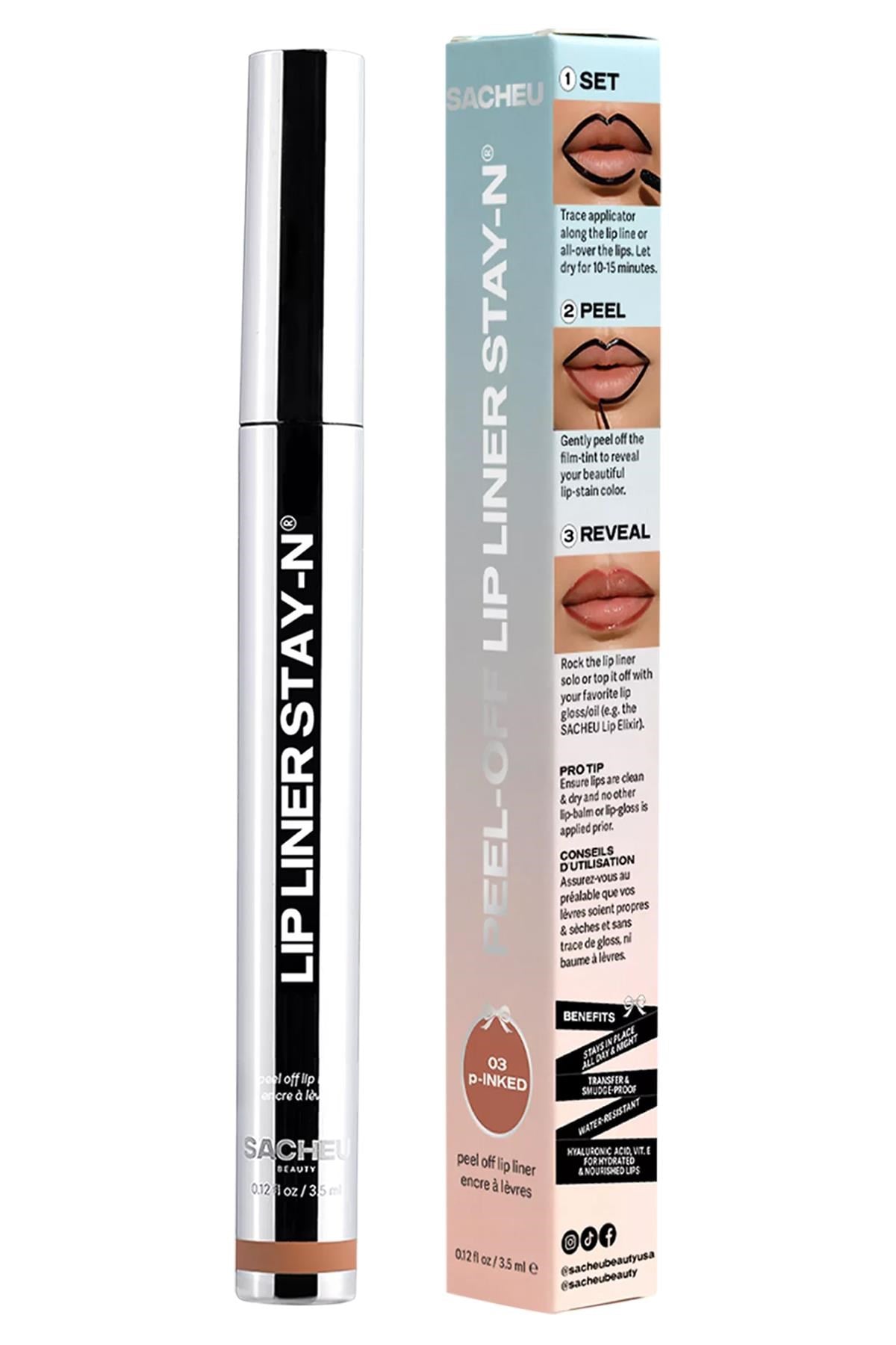Sacheu Lip Liner Stay-n Soyulabilir Uzun Süre Kalıcı Dudak Çizgisi Belirginleştirici 03 P-inked 3.5ML