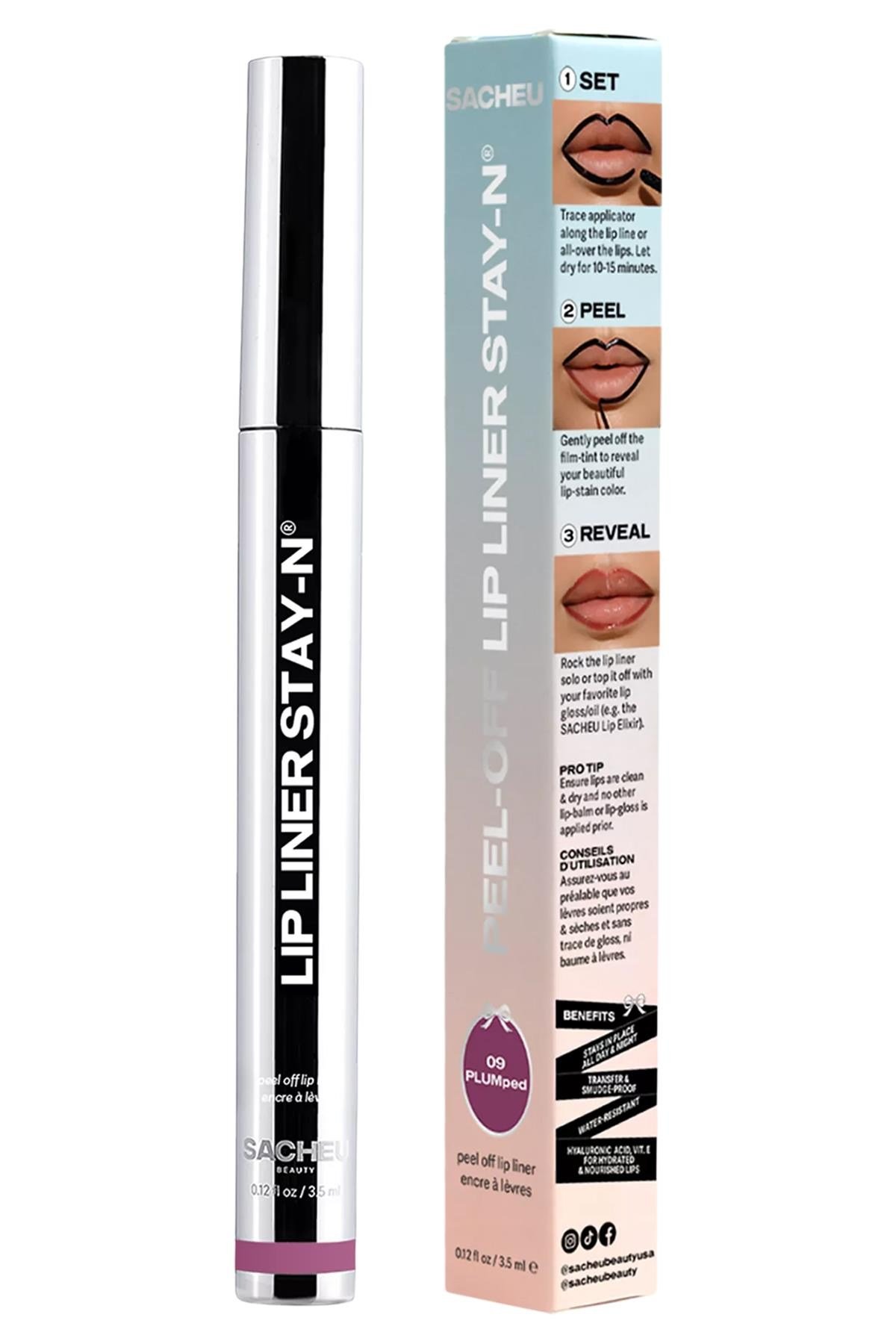 Sacheu Lip Liner Stay-n Soyulabilir Uzun Süre Kalıcı Dudak Çizgisi Belirginleştirici 09 Plumped 3.5ML