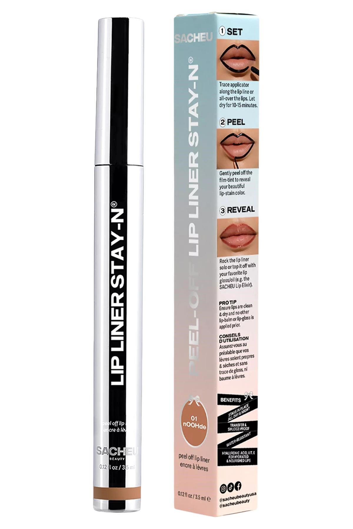 Sacheu Lip Liner Stay-n Soyulabilir Uzun Süre Kalıcı Dudak Çizgisi Belirginleştirici 01 Noohde 3.5ML