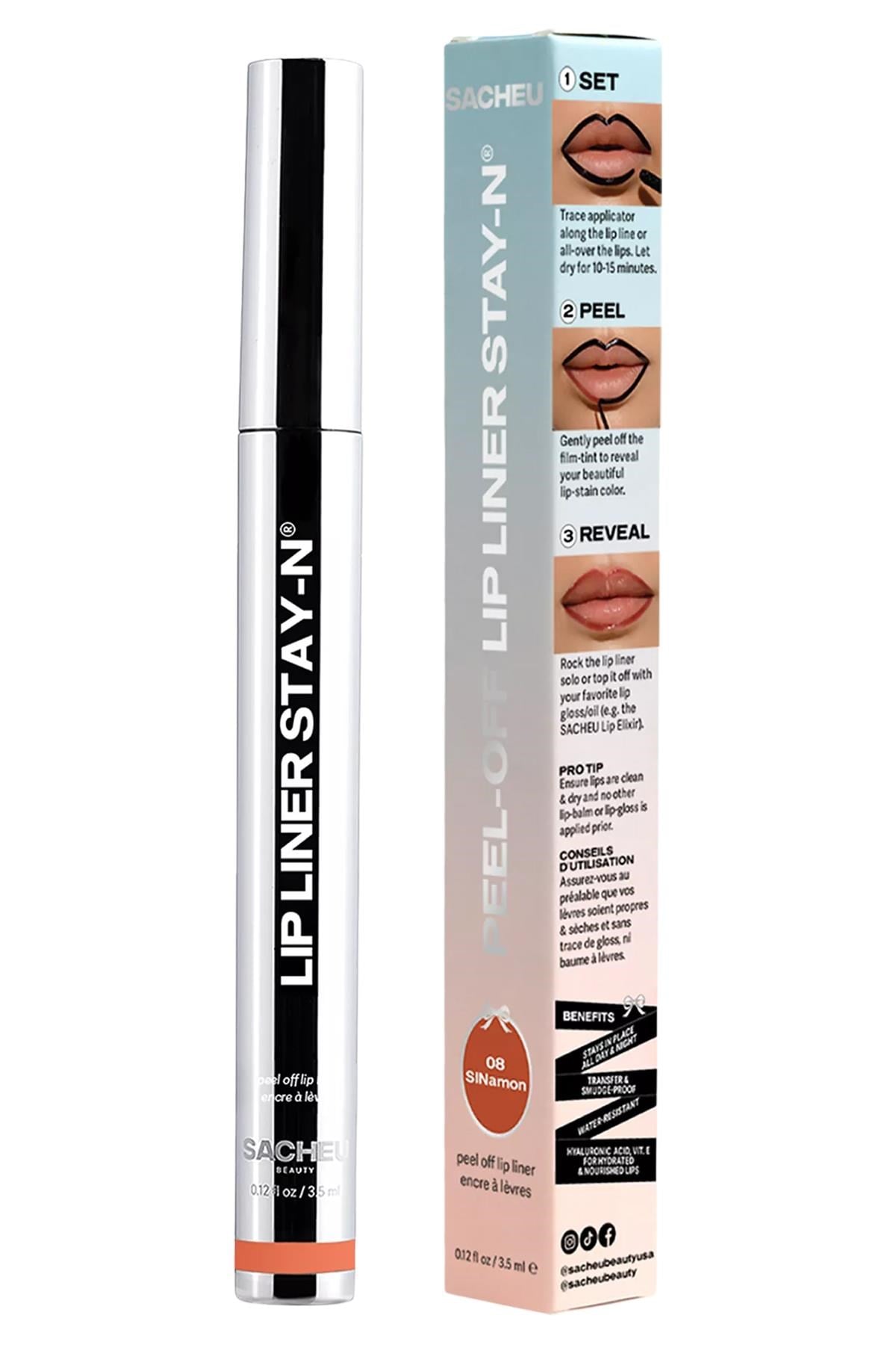 Sacheu Lip Liner Stay-n Soyulabilir Uzun Süre Kalıcı Dudak Çizgisi Belirginleştirici 08 Sinamon 3.5ML
