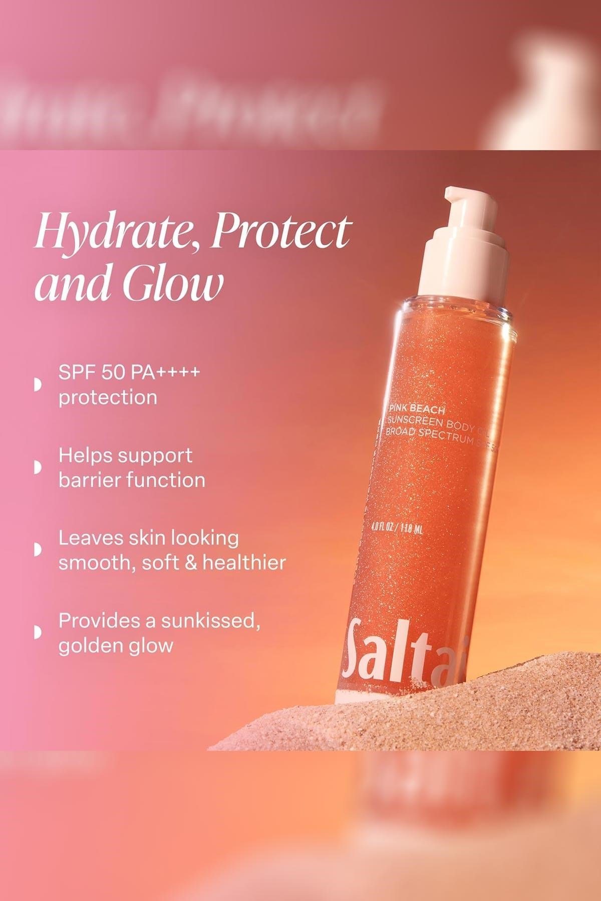 Saltair Pink Beach SPF50 Güneş Koruyucu Işıltılı Vücut Yağı 118ML