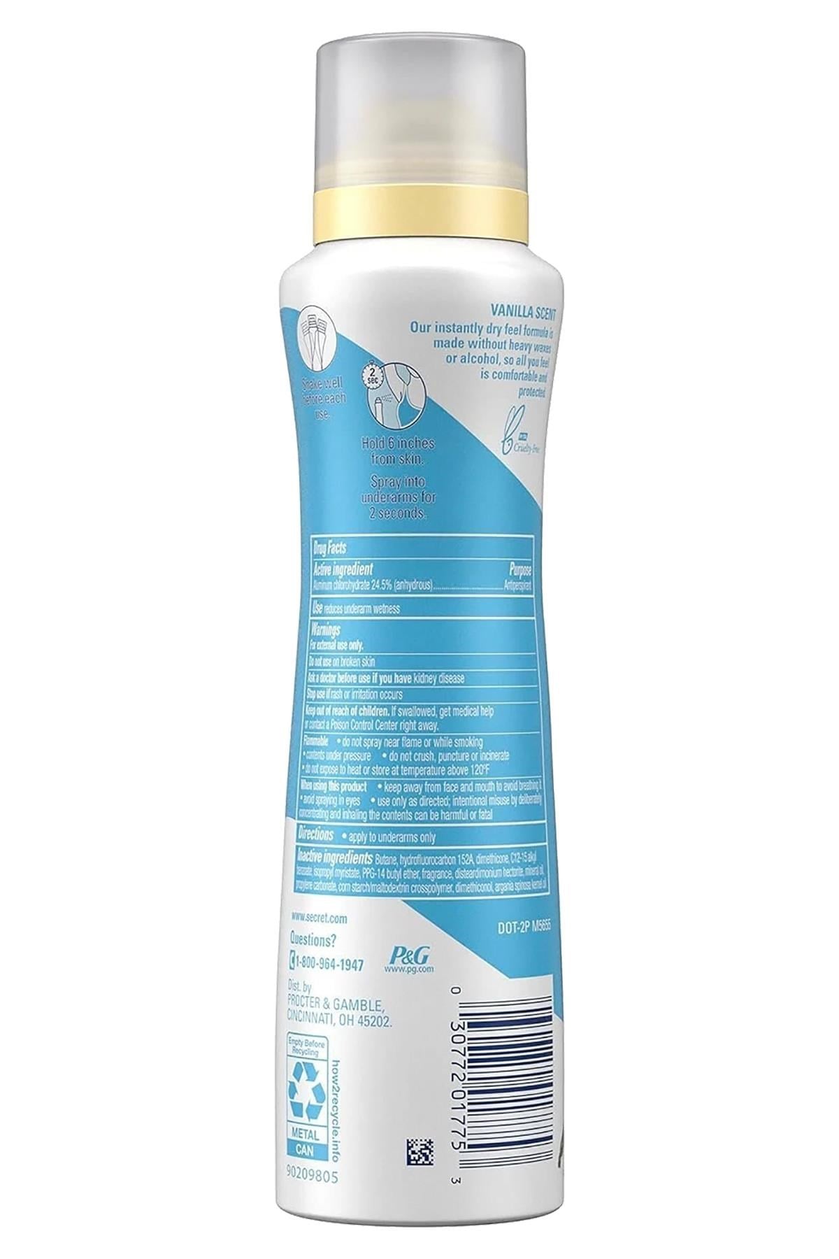 Secret Vanilla Antiperspirant Kuru Sprey Deodorant 116GR