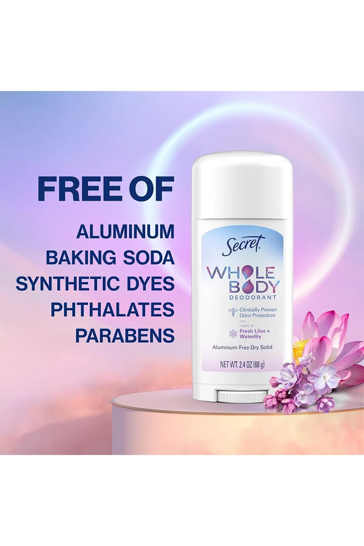 Secret Whole Body Fresh Lilac + Waterlily Alüminyumsuz Tüm Vücut Stick Deodorant 68GR