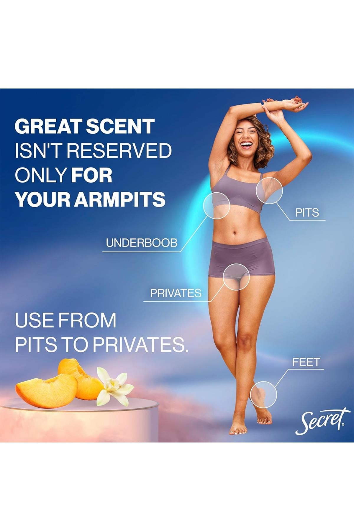 Secret Whole Body Peach + Vanilla Blossom Alüminyumsuz Tüm Vücut Krem Deodorant 85GR