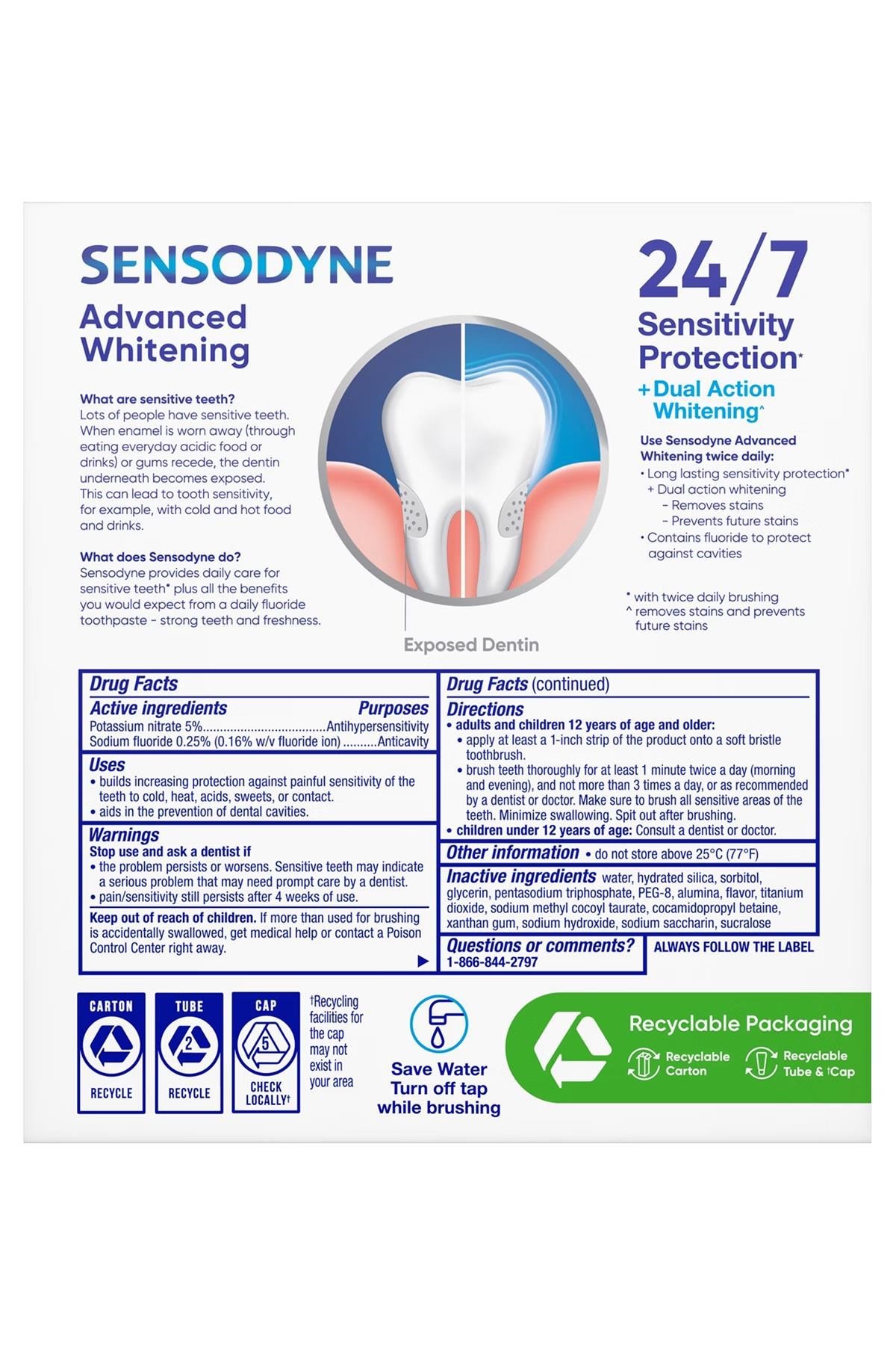 Sensodyne Advanced Whitening Diş Macunu 4lü Paket 4x184GR