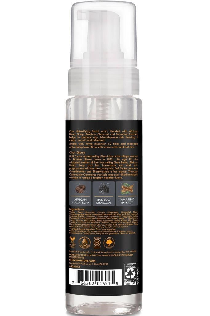 Shea Moisture Afrika Siyah Sabunu ve Bambu Kömürü Detoks Yüz Yıkama Köpüğü 222ML