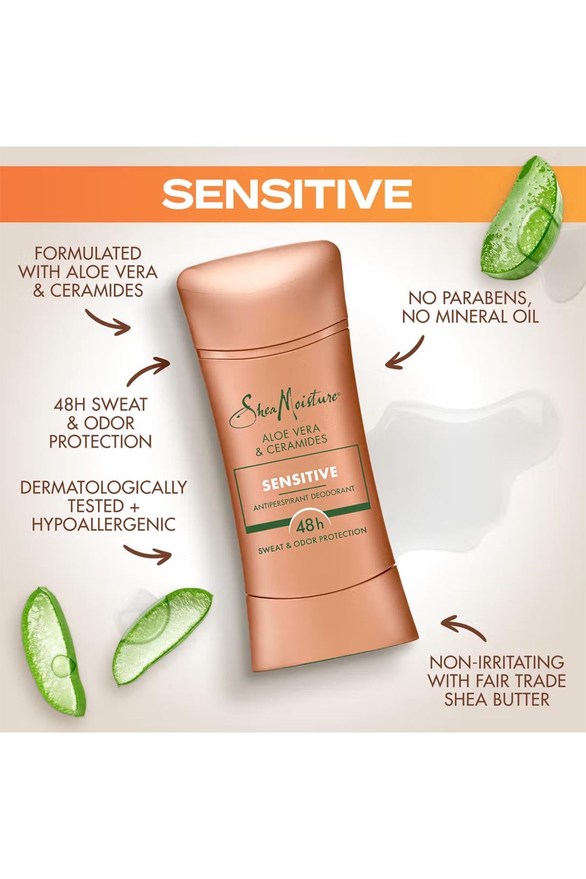 Shea Moisture Aloe Vera & Ceramides Sensitive Antiperspirant Stick Deodorant 74GR