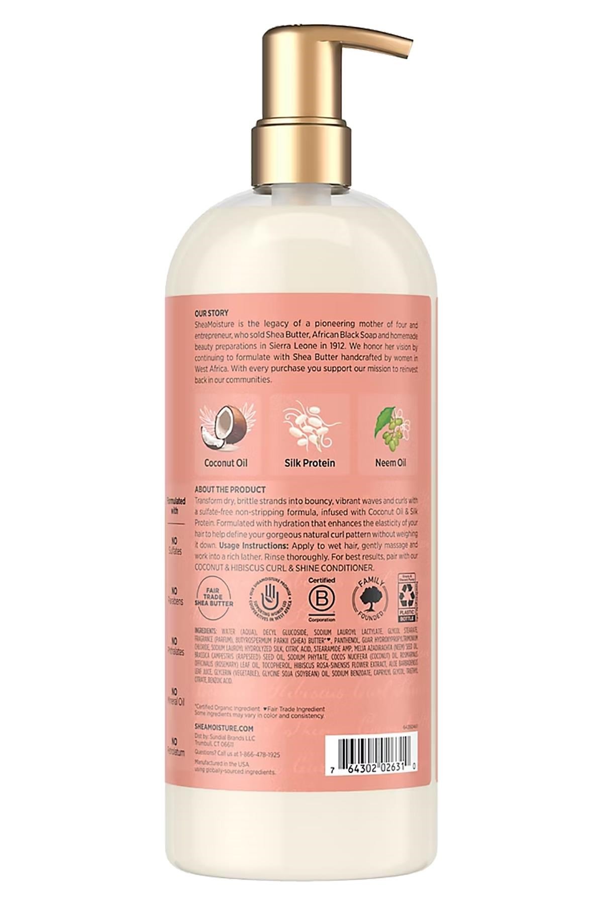Shea Moisture Coconut & Hibiscus Bukle Kontrolü ve Parlaklık Şampuanı 1LT