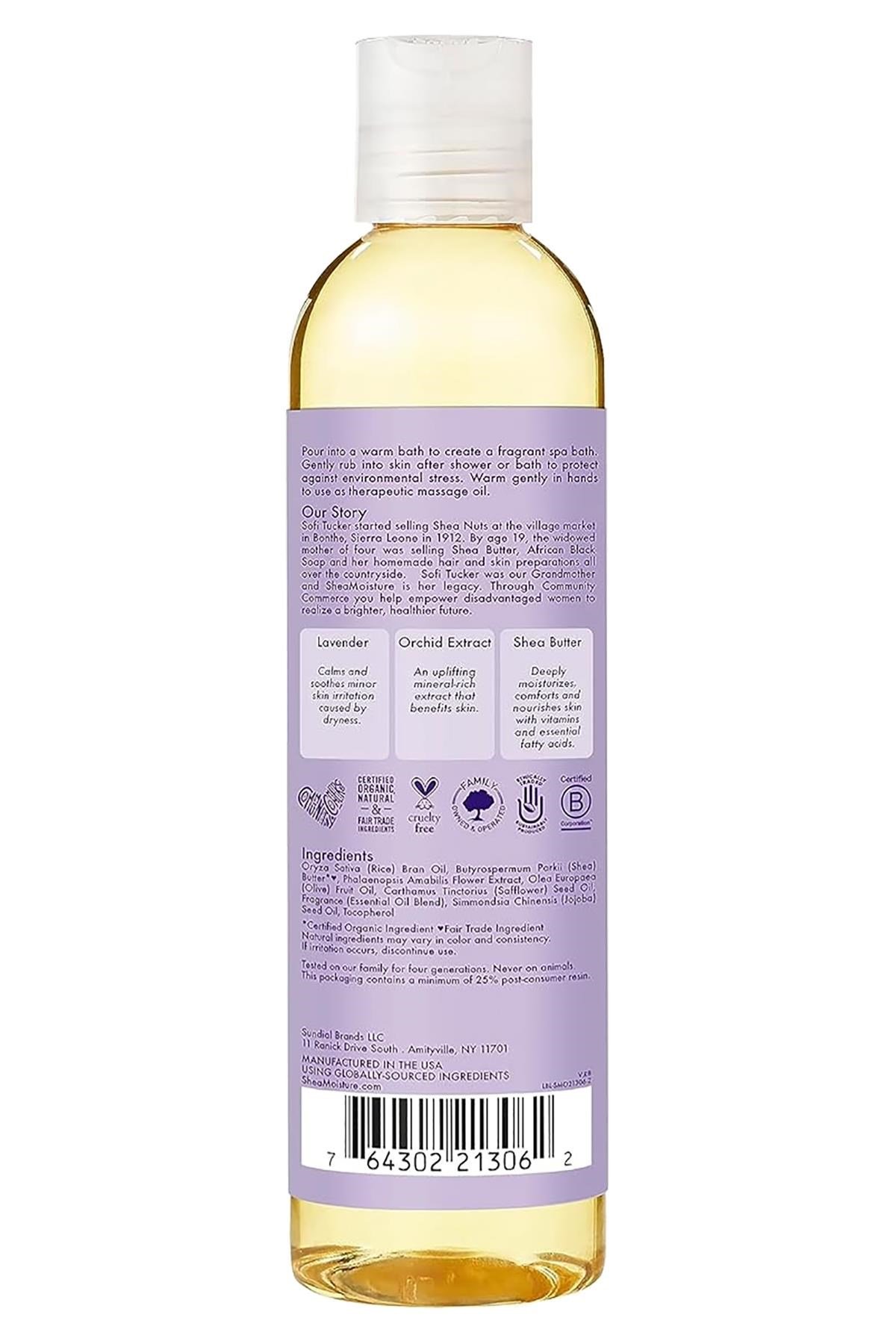 Shea Moisture Lavender & Wild Orchid Banyo, Vücut ve Masaj Yağı 237ML