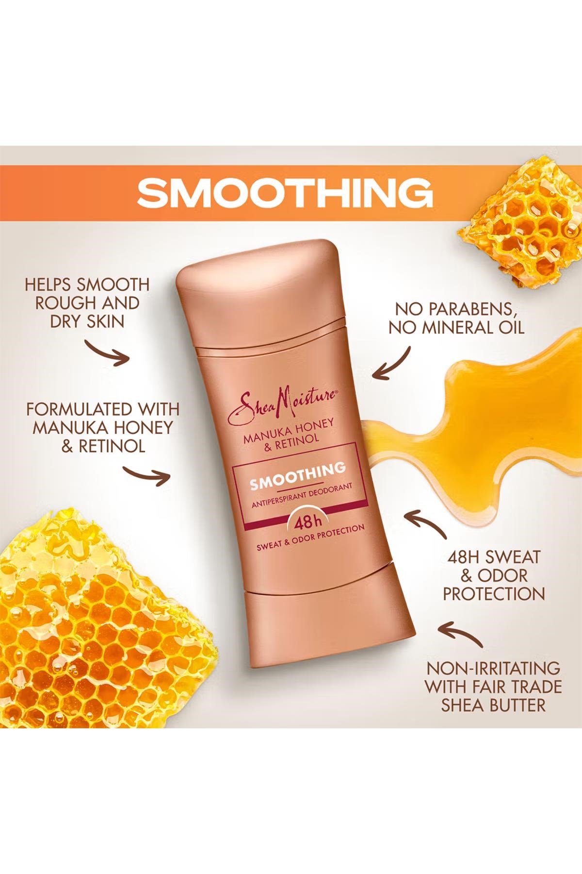 Shea Moisture Manuka Honey & Retinol Smoothing Antiperspirant Stick Deodorant 74GR