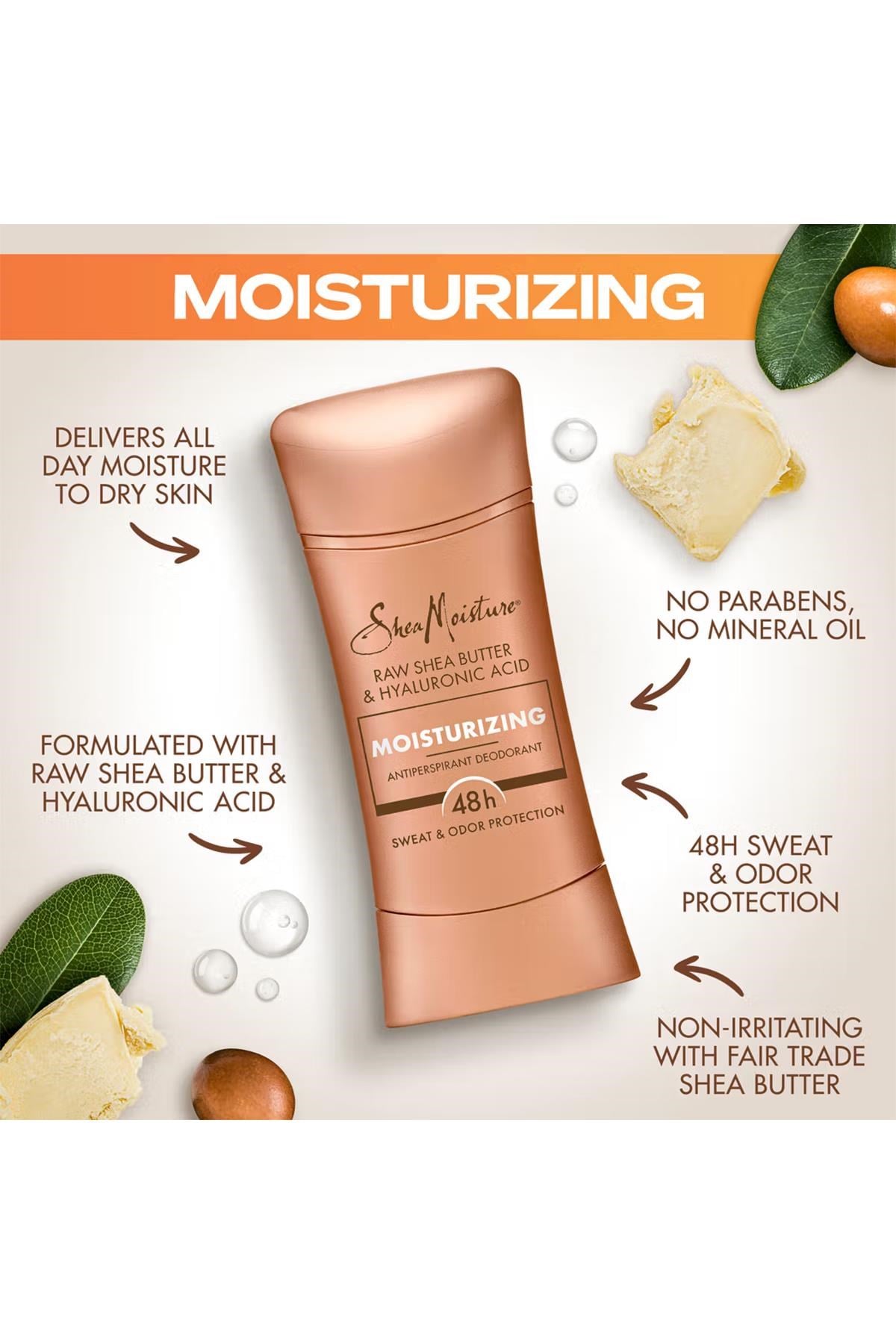 Shea Moisture Raw Shea Butter & Hyaluronic Acid Moisturizing Antiperspirant Stick Deodorant 74GR