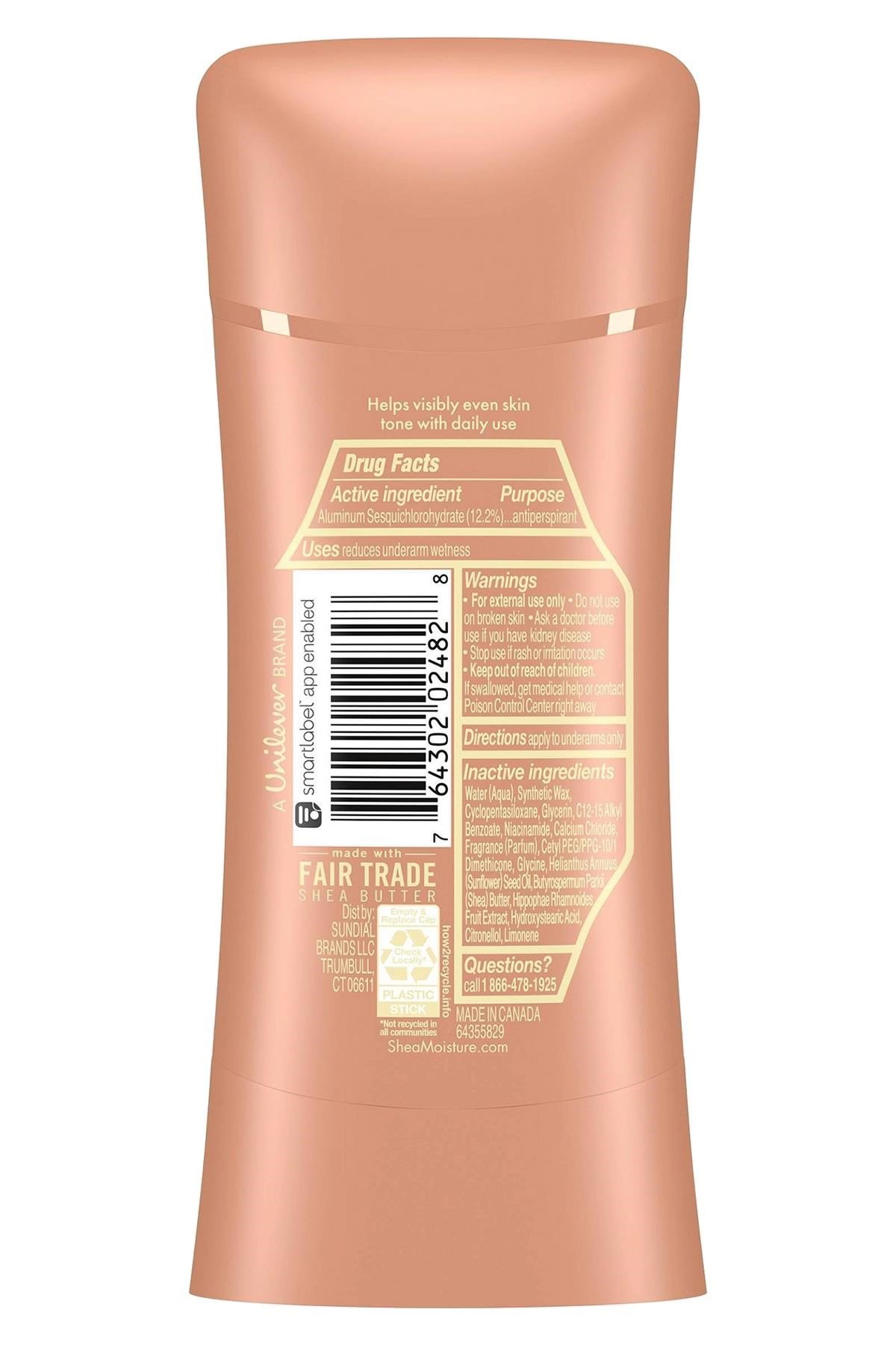 Shea Moisture Vitamin C & Niacinamide Even Tone Antiperspirant Stick Deodorant 74GR