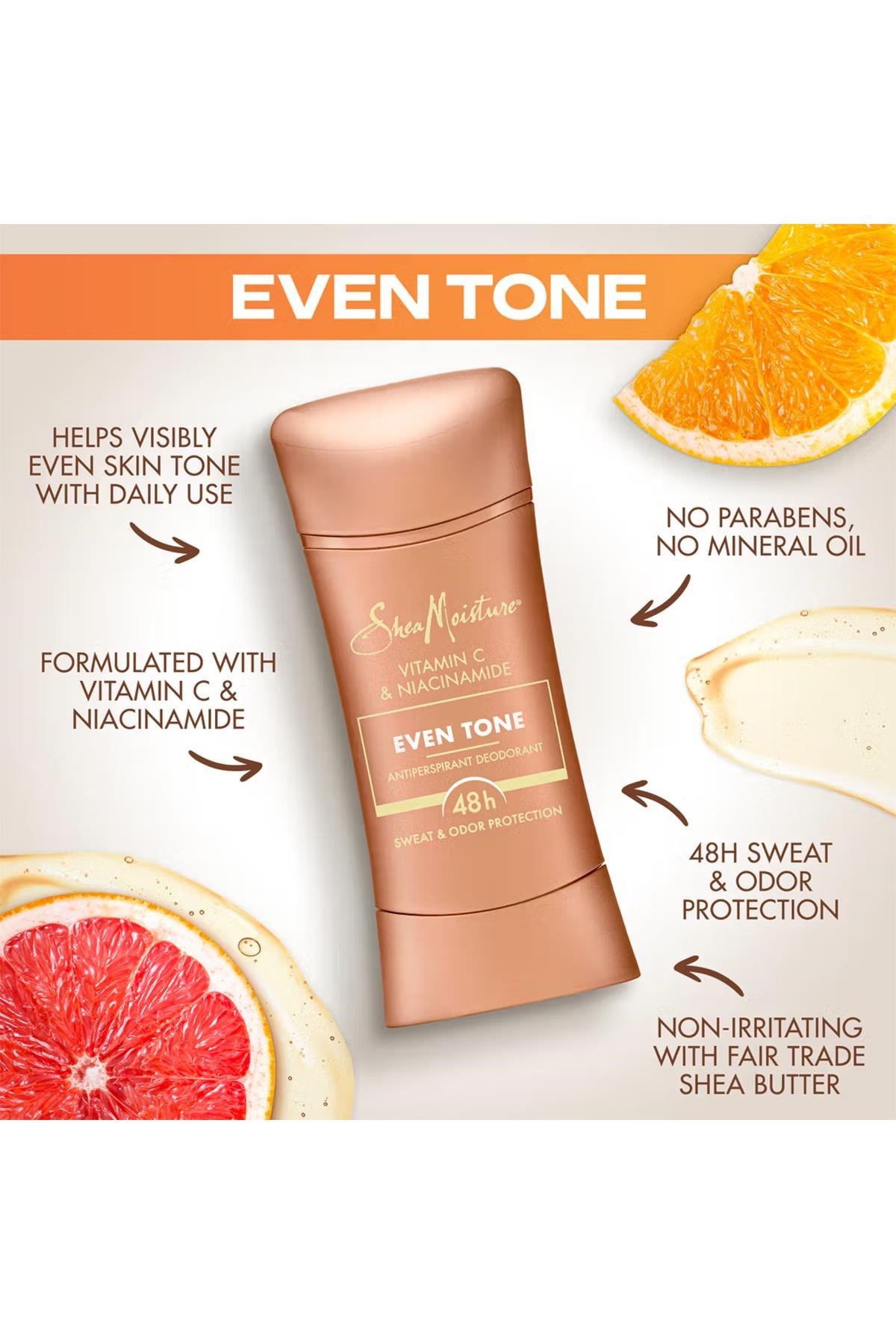 Shea Moisture Vitamin C & Niacinamide Even Tone Antiperspirant Stick Deodorant 74GR