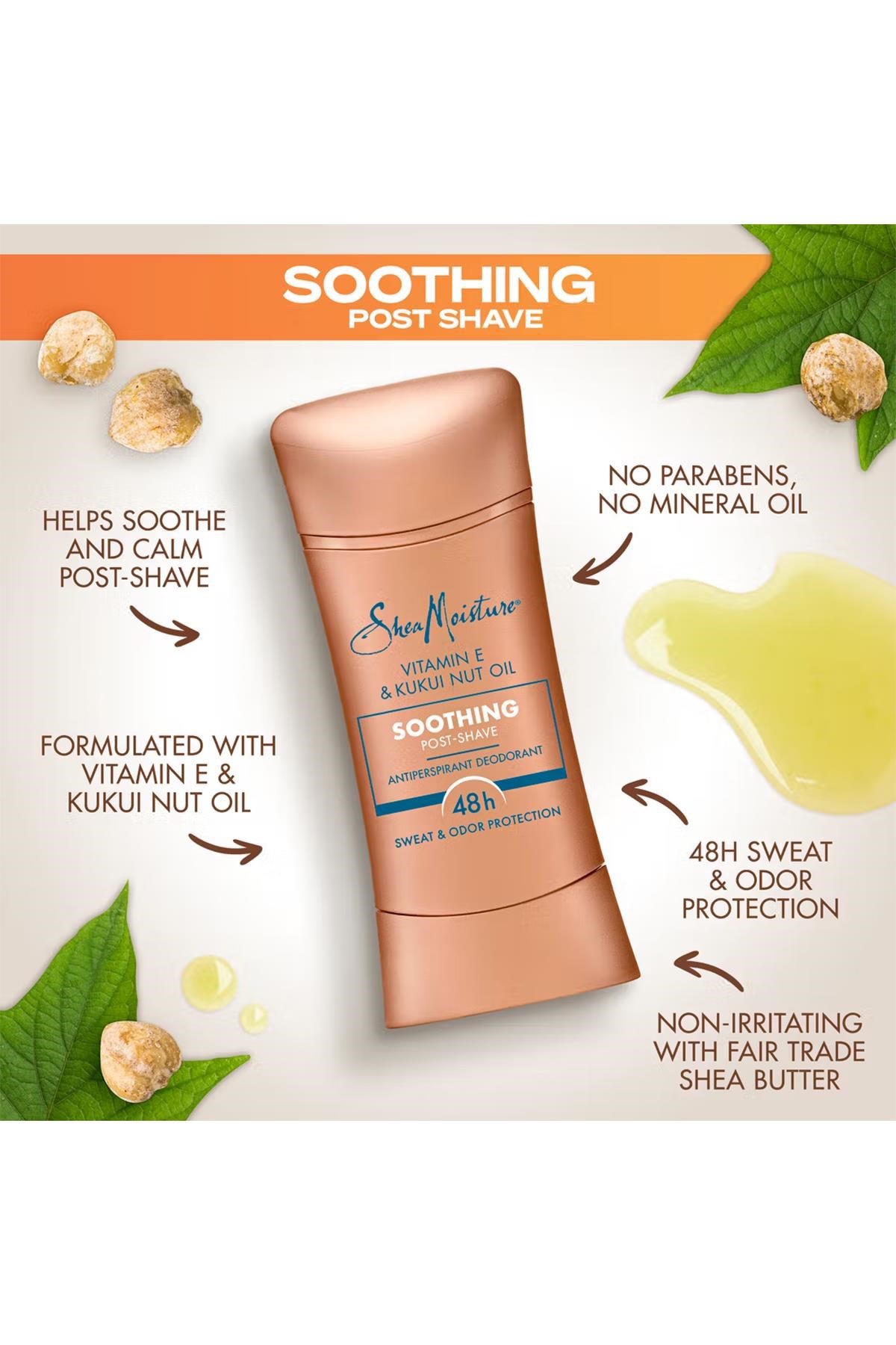 Shea Moisture Vitamin E & Kukui Nut Oil Soothing Antiperspirant Stick Deodorant 74GR
