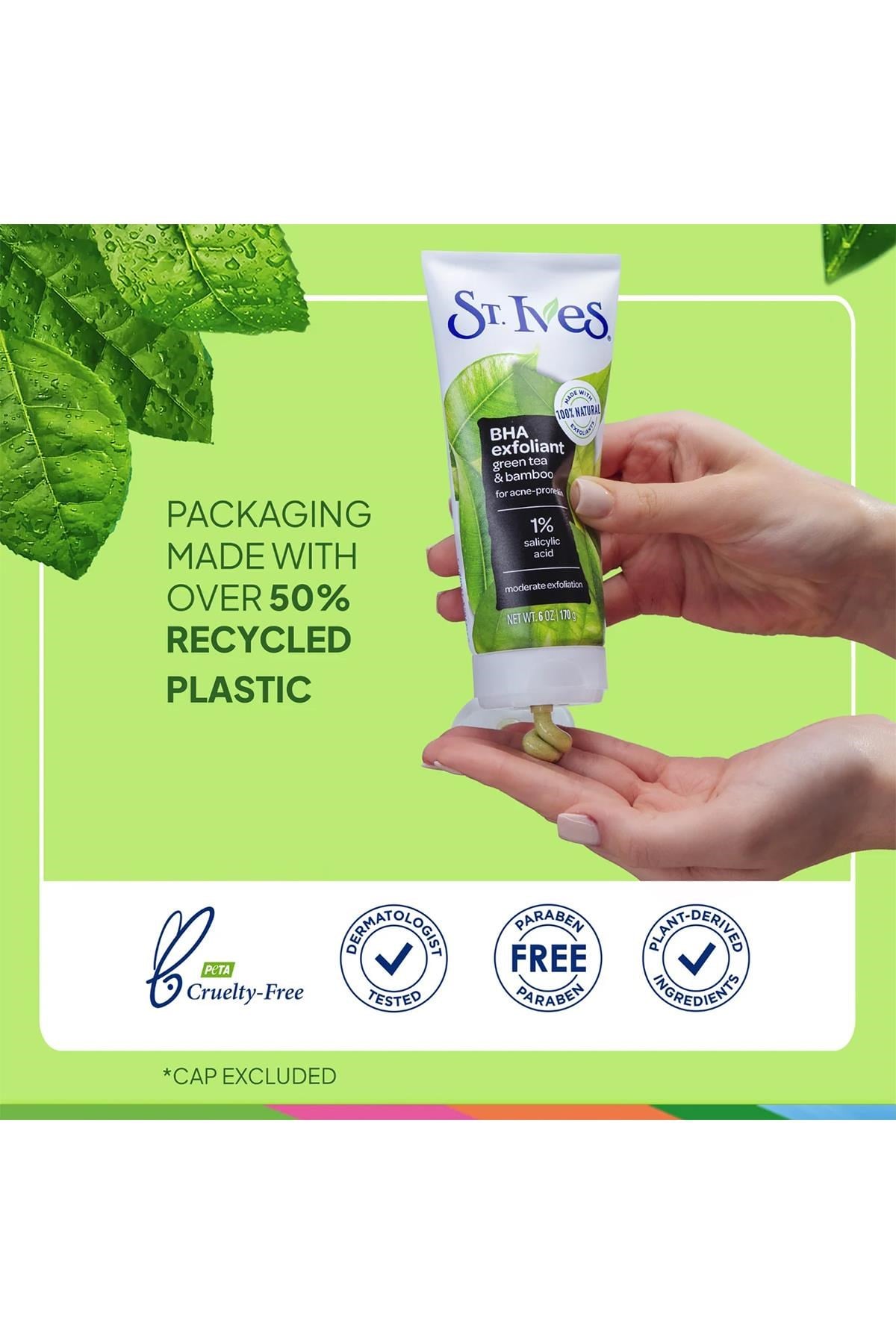 St.Ives BHA Yeşil Çay ve Bambu Özlü Akne Karşıtı Yüz Peelingi 170GR