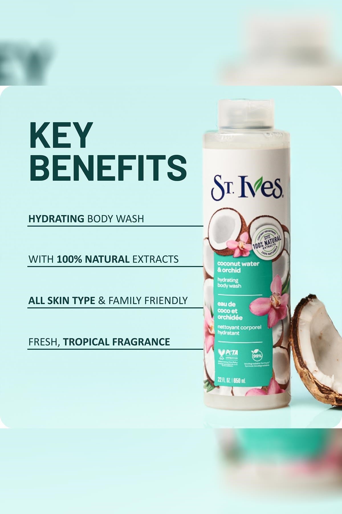 ST.Ives Hindistan Cevizi Suyu ve Orkide Özlü Nemlendirici Vücut Şampuanı 650ML