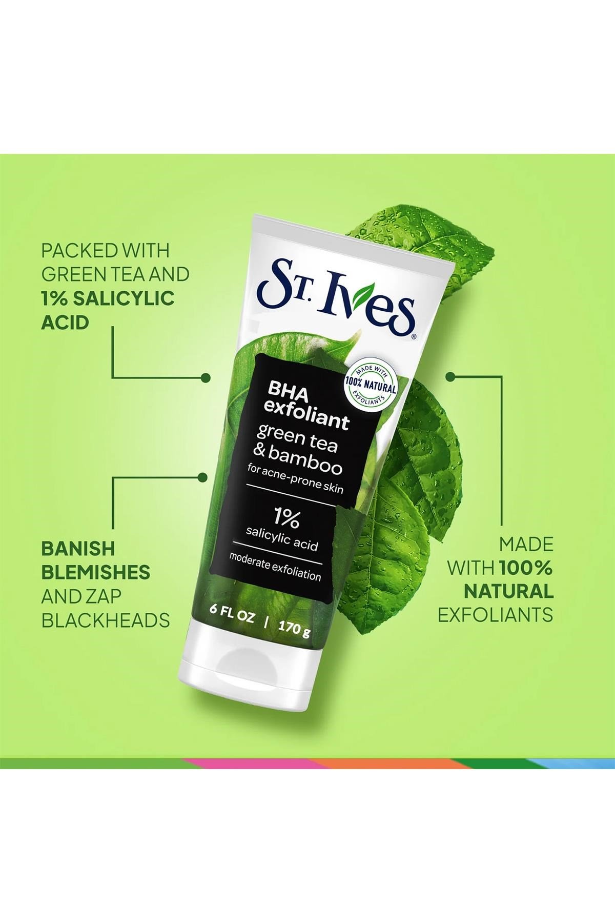 St.Ives BHA Yeşil Çay ve Bambu Özlü Akne Karşıtı Yüz Peelingi 170GR