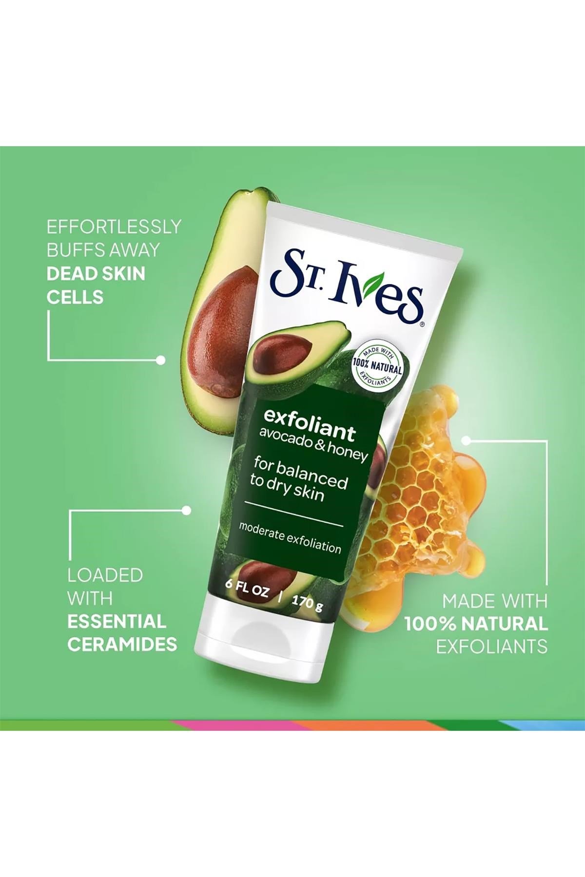 St. Ives Avokado ve Bal Özlü Normal ve Kuru Ciltler İçin Yüz Peelingi 170GR