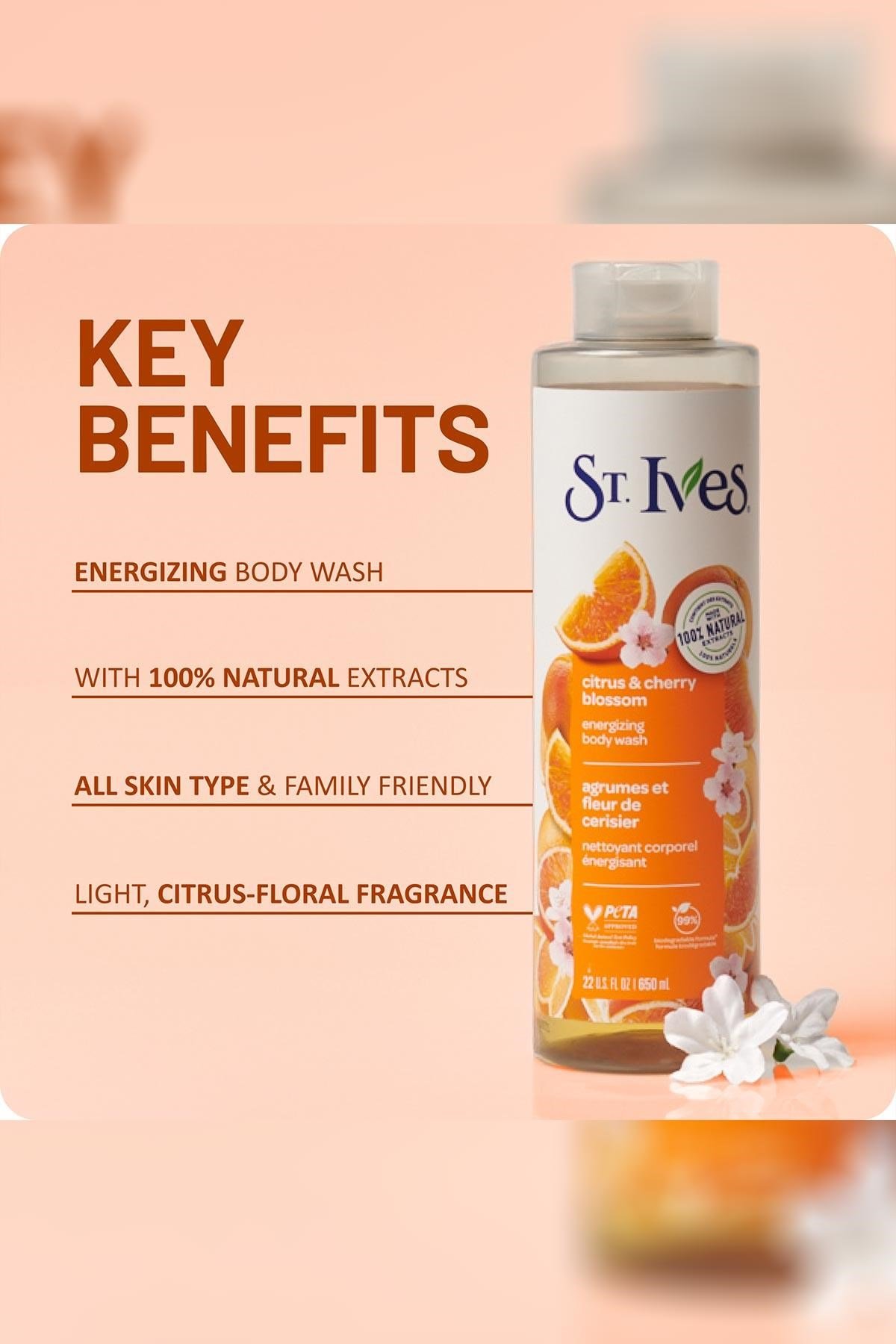 ST.Ives Narenciye & Kiraz Çiçeği Özlü Vücut Şampuanı 650ML