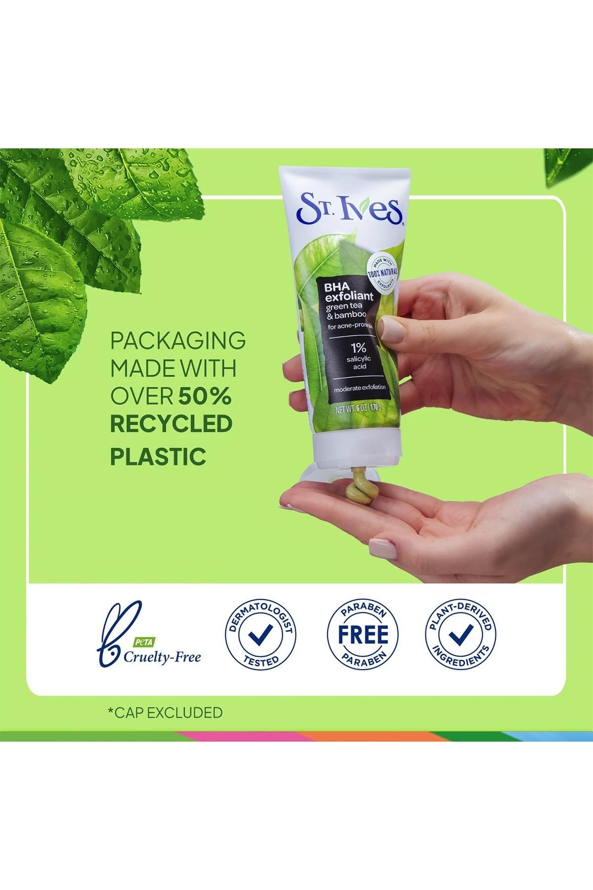 St.Ives BHA Yeşil Çay ve Bambu Özlü Akne Karşıtı Yüz Peelingi 170GR