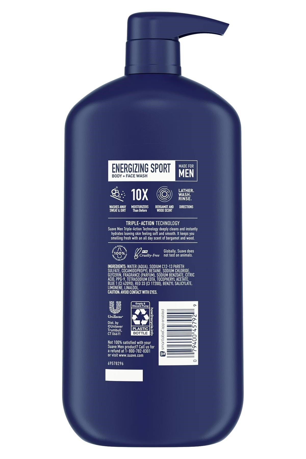 Suave Men Energizing Sport Vücut ve Yüz Yıkama Jeli 887ML