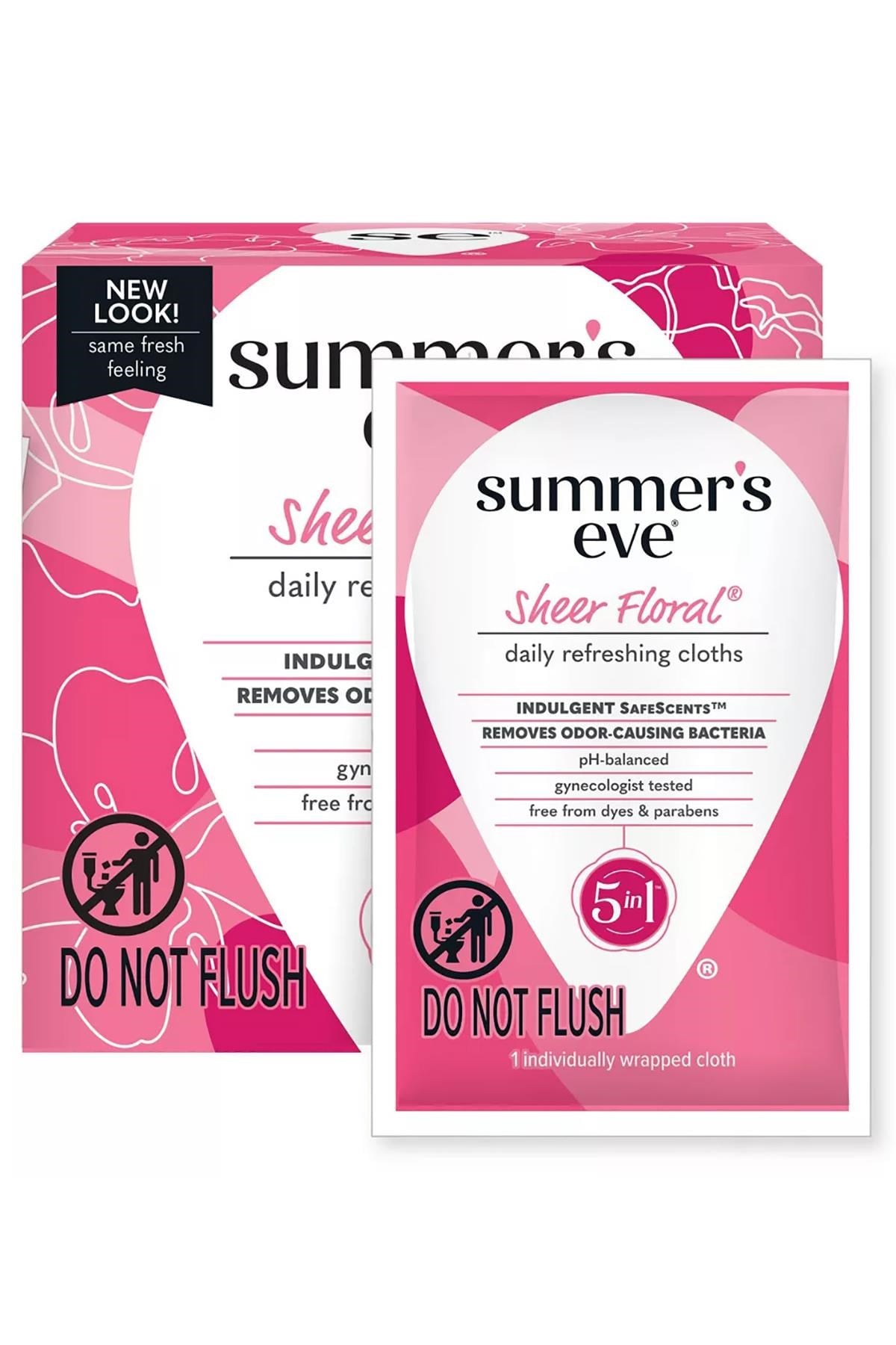 Summers Eve Sheer Floral Özel Bölge Temizlik Mendili 16 Adet
