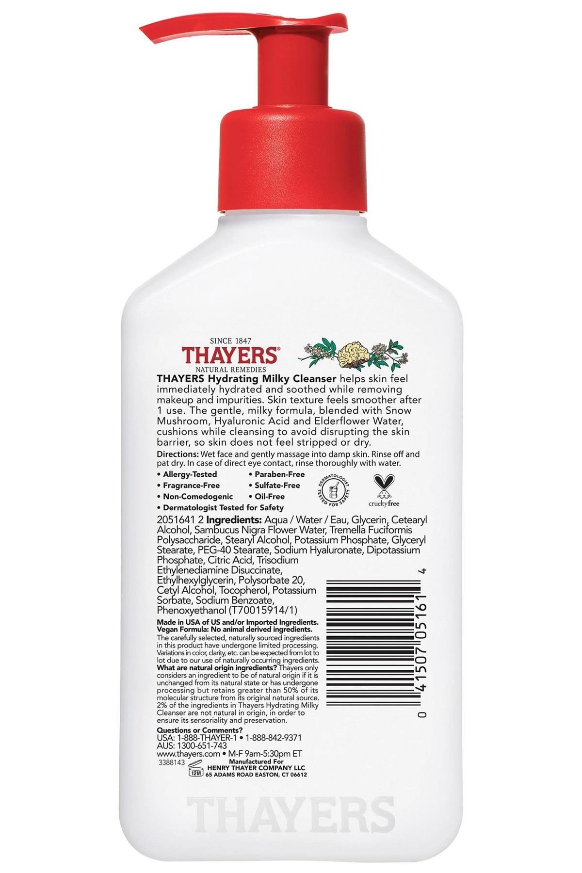 Thayers Kar Mantarı ve Hyaluronik Asit Nemlendirici Sütlü Yüz Temizleyici 237ML