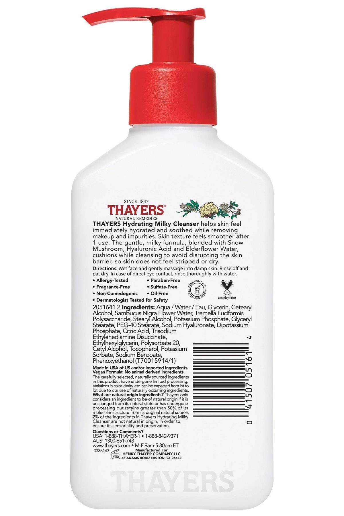 Thayers Kar Mantarı ve Hyaluronik Asit Nemlendirici Sütlü Yüz Temizleyici 237ML