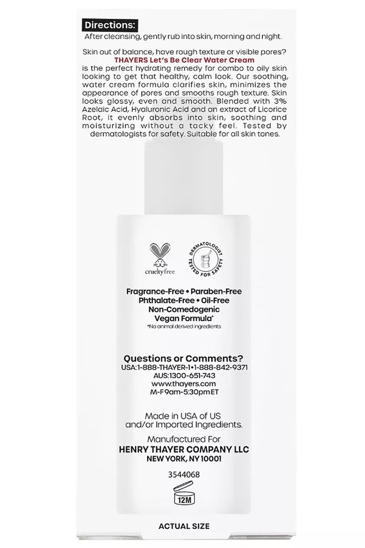 Thayers Let's Be Clear Water Cream Nemlendirici Krem 75ML