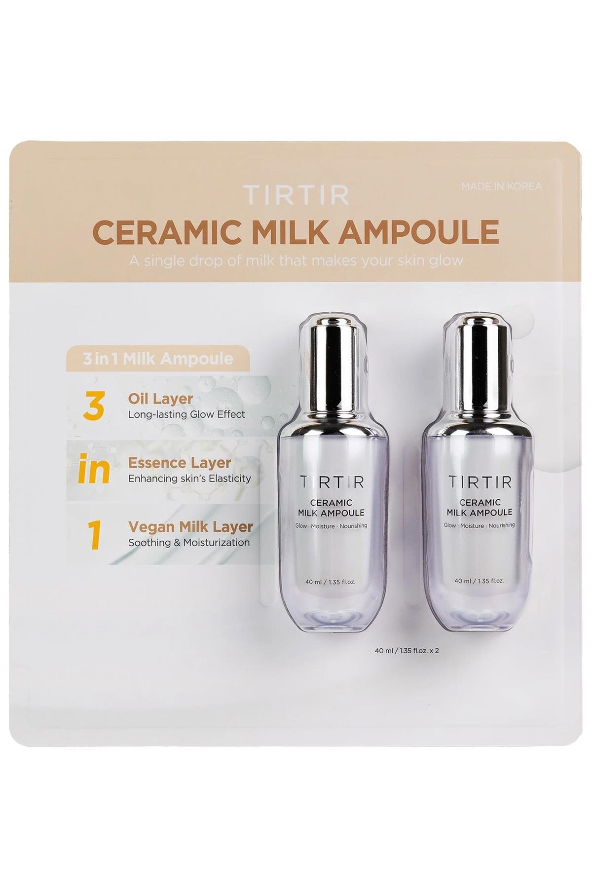 Tırtır Ceramic Milk Ampoule Yoğun Nemlendirici Yüz Serumu Seti 2x40ML