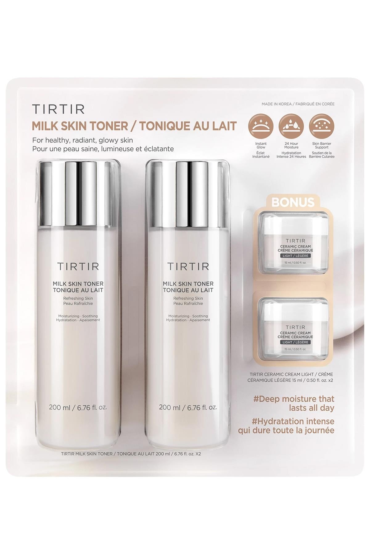Tırtır Milk Skin Toner ve Ceramic Cream Light Cilt Bakım Seti 2x200ML + 2x15ML