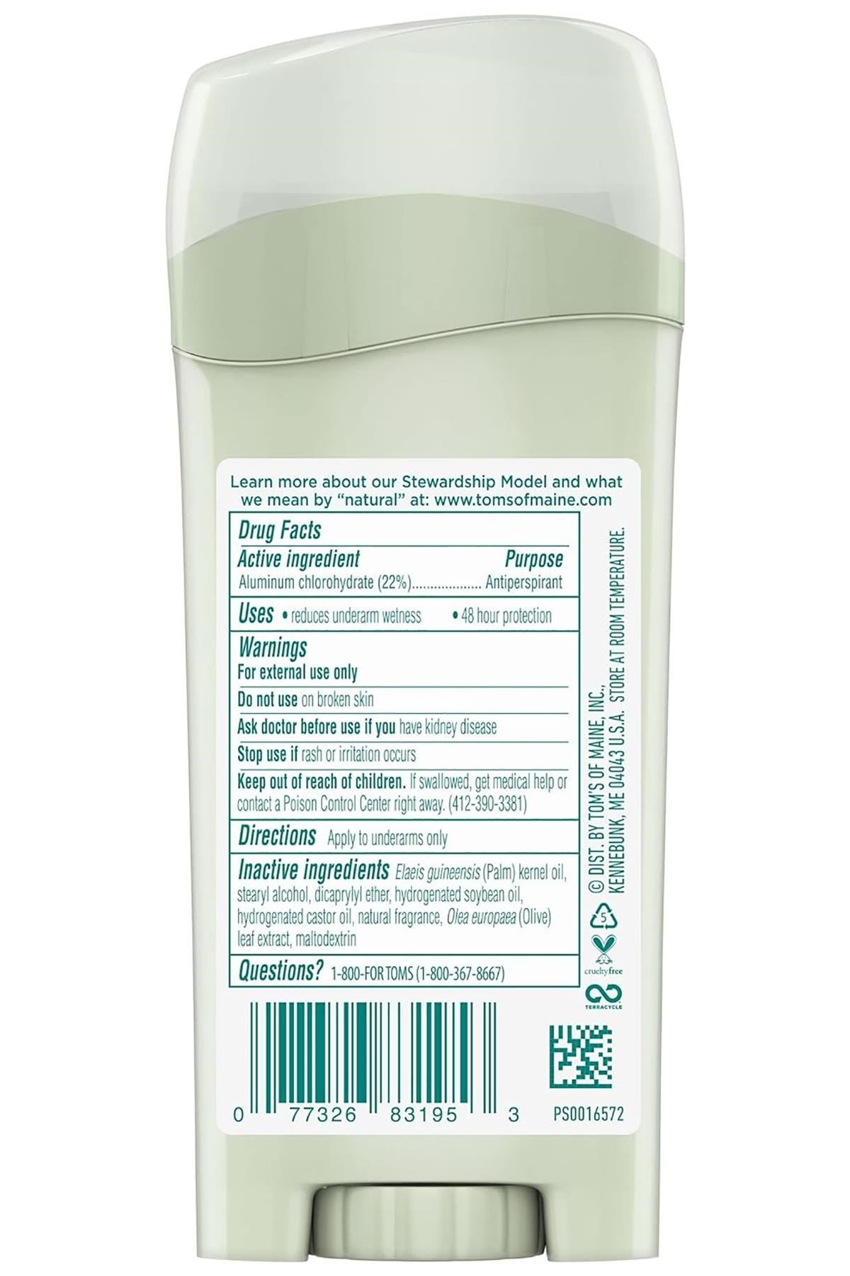 Tom's Of Maine Natural Powder Antiperspirant Stick Deodorant 64GR