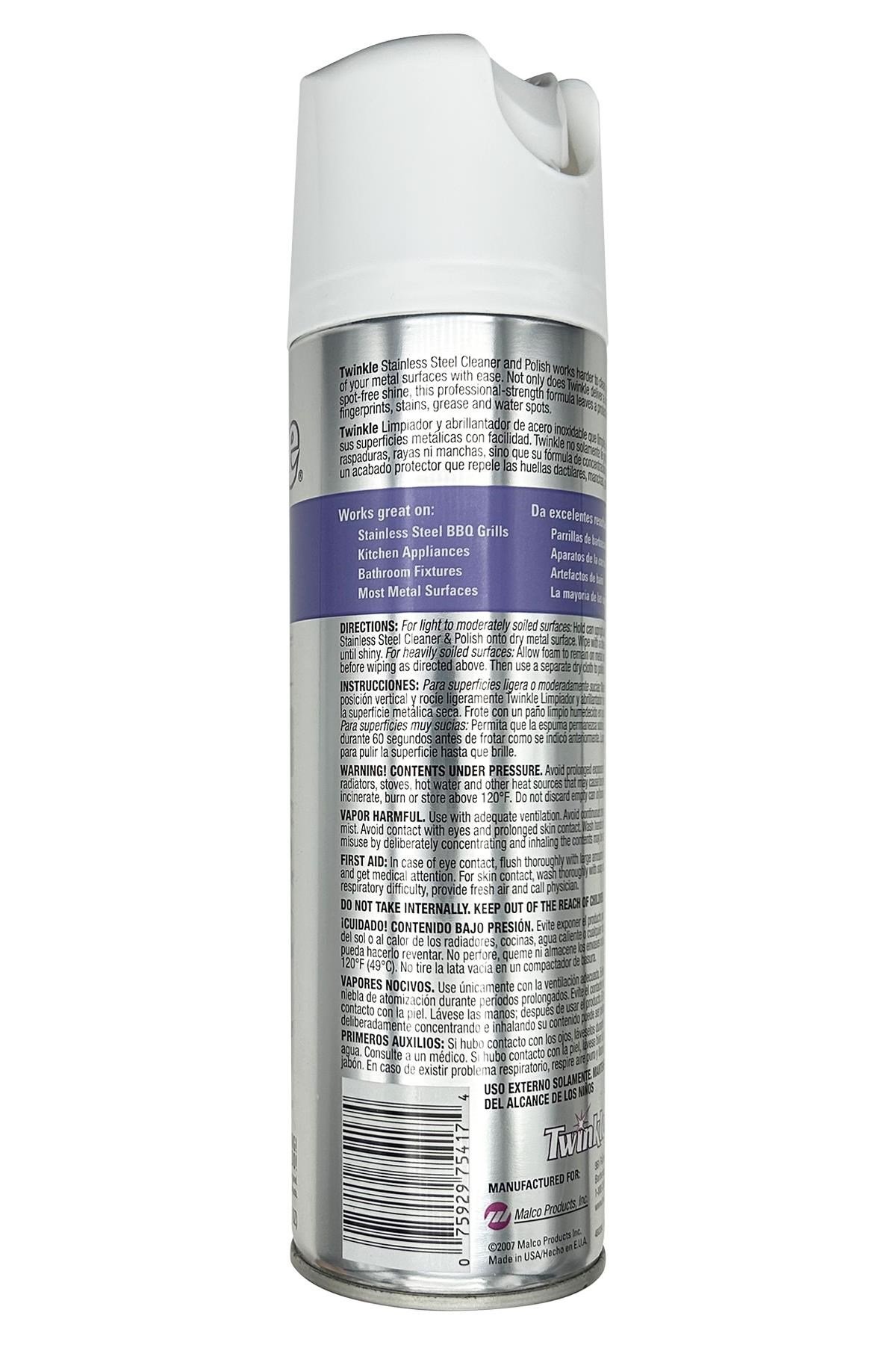 Twinkle Paslanmaz Çelik Yüzey Temizleyici ve Parlatıcı Sprey 481GR